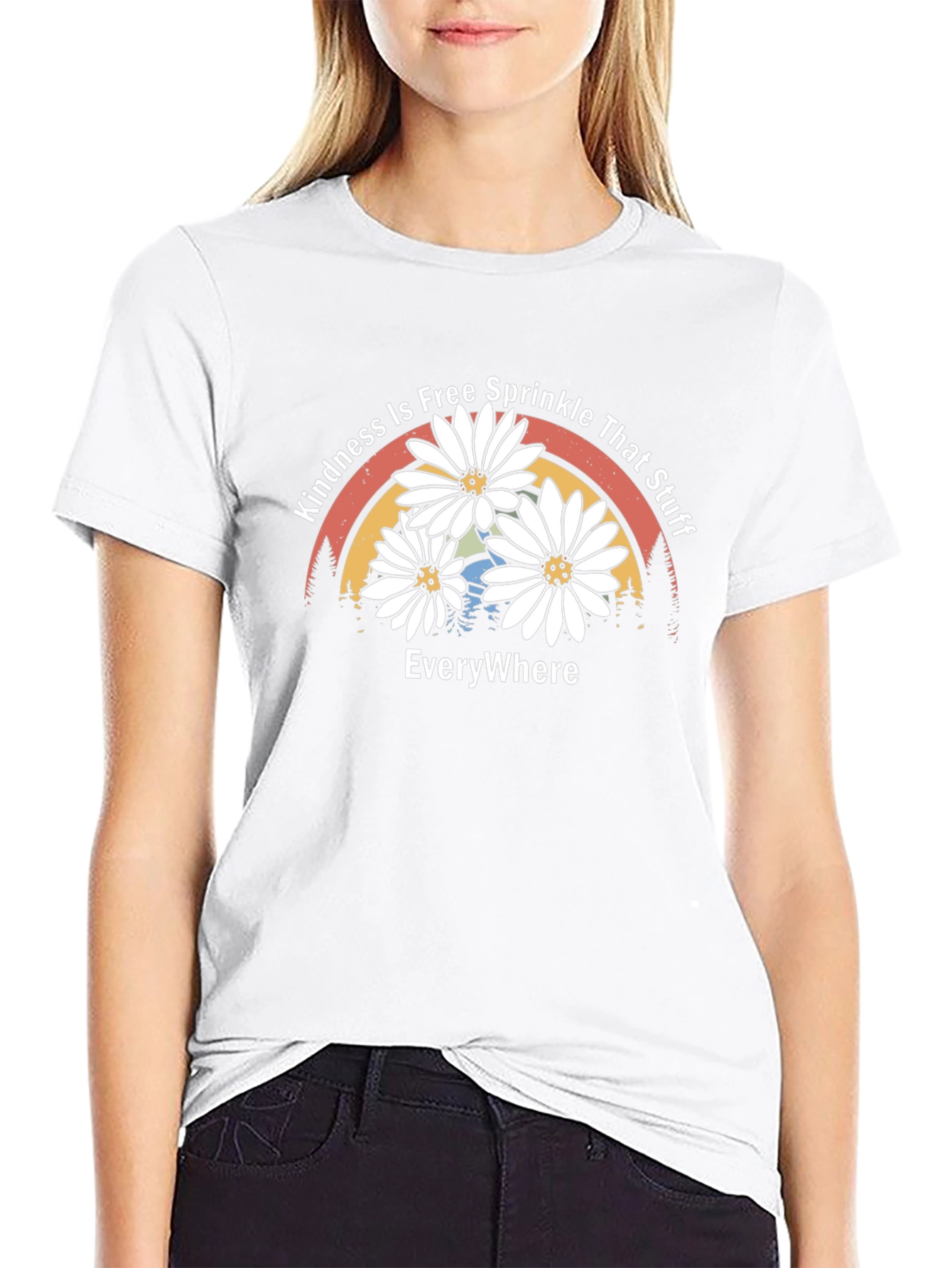 Kindness Free Sprinkle Daisy Rainbow T-Shirt