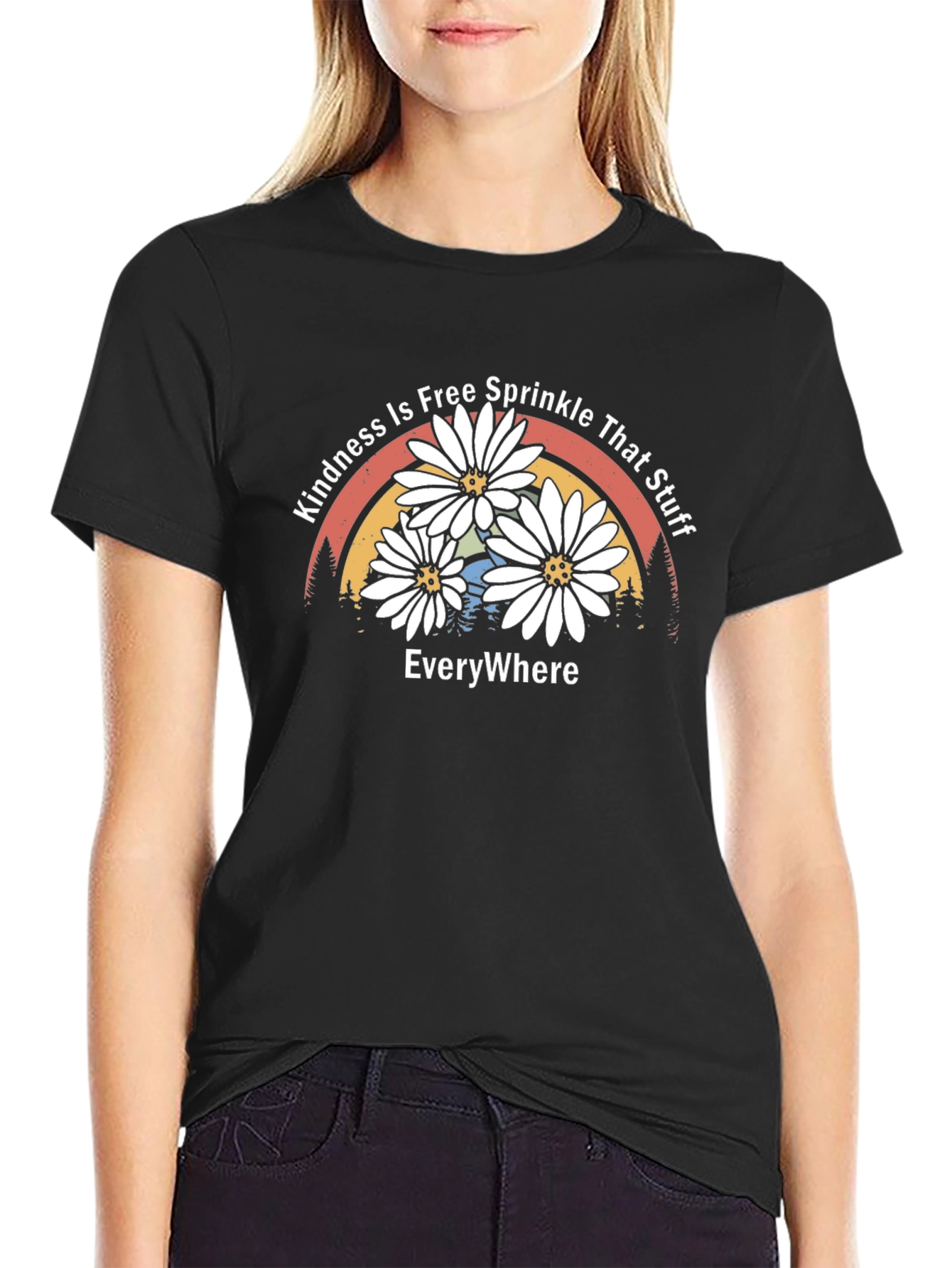 Kindness Free Sprinkle Daisy Rainbow T-Shirt