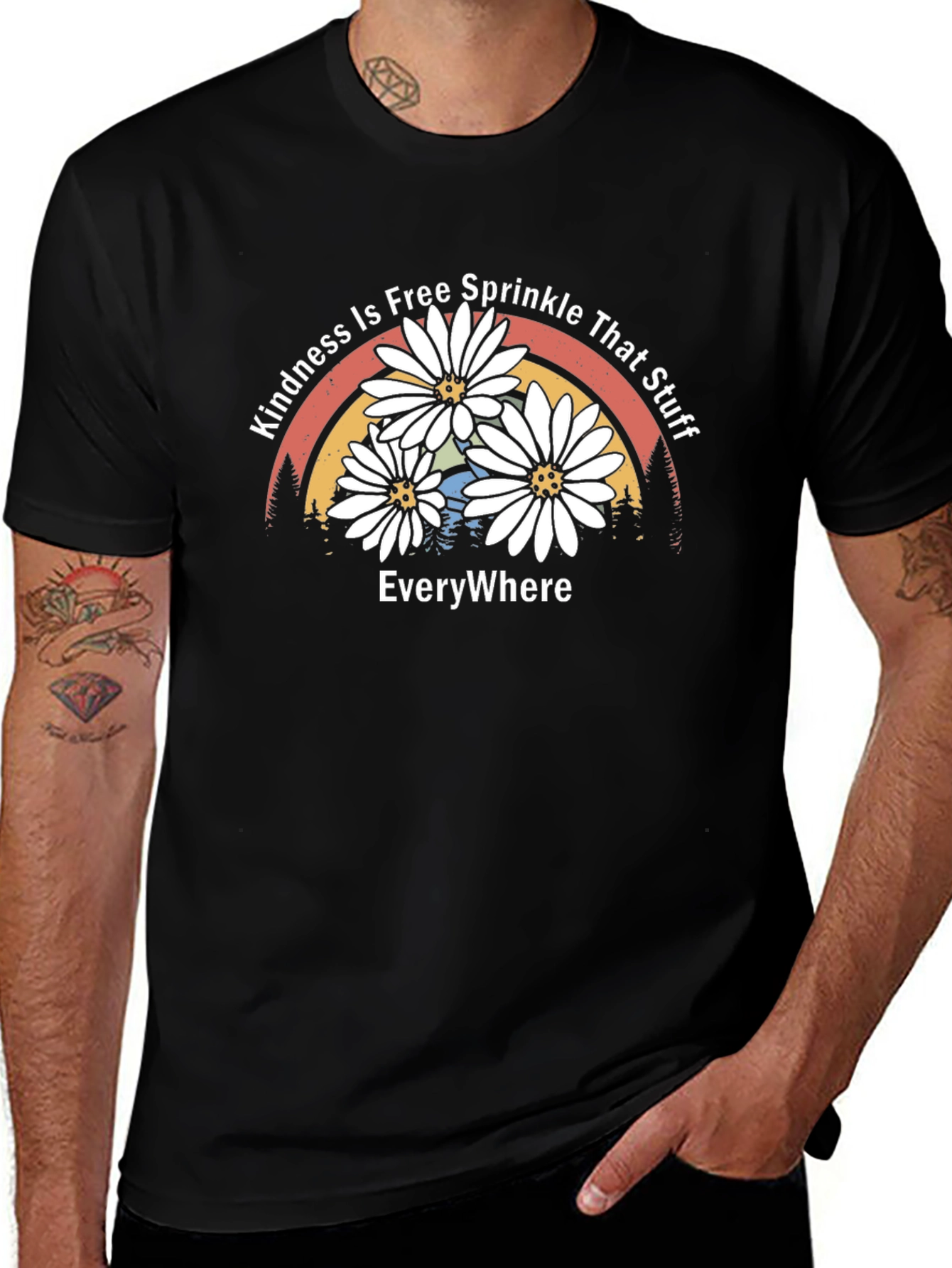 Kindness Free Sprinkle Daisy Rainbow T-Shirt
