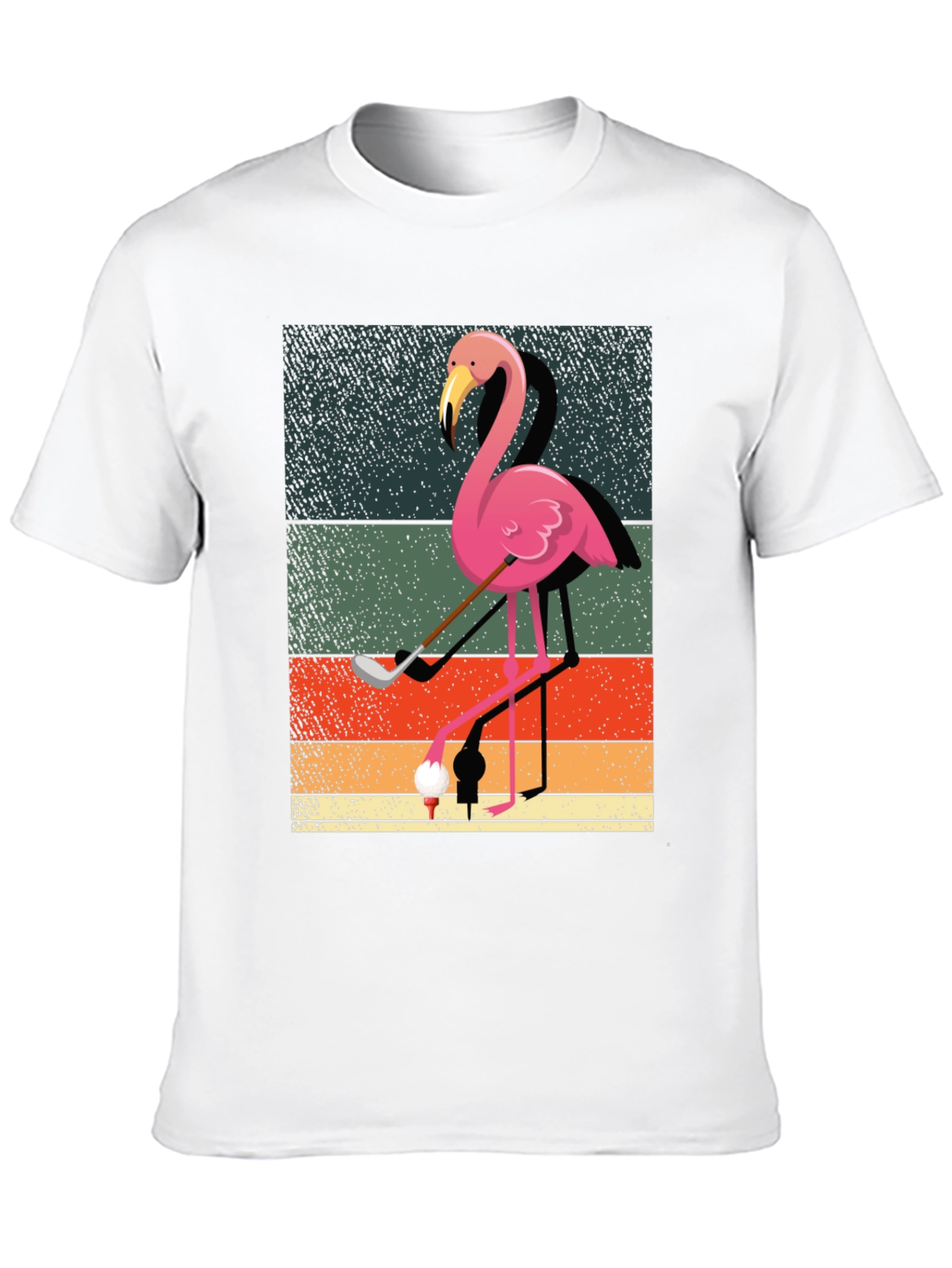 Golfing Flamingo Graphic Tee - Mens Black T-Shirt