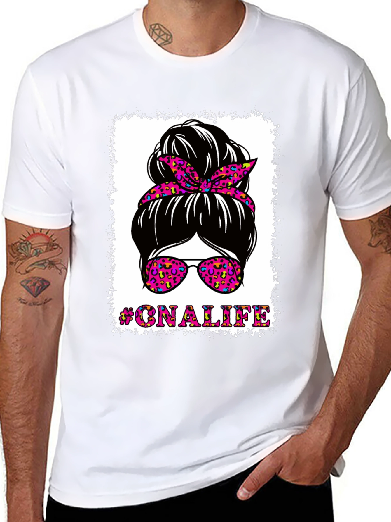 #CNALIFE Messy Bun T-Shirt - Certified Nurse Assistant Tee