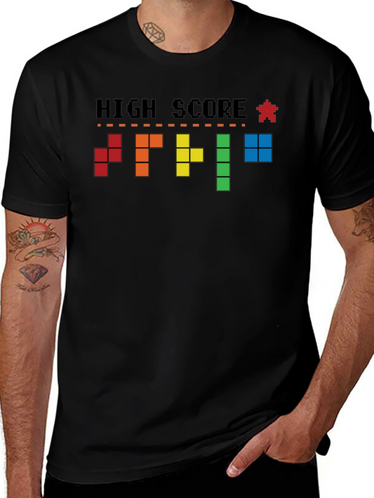 High Score Tetris Style Graphic Tee - Black