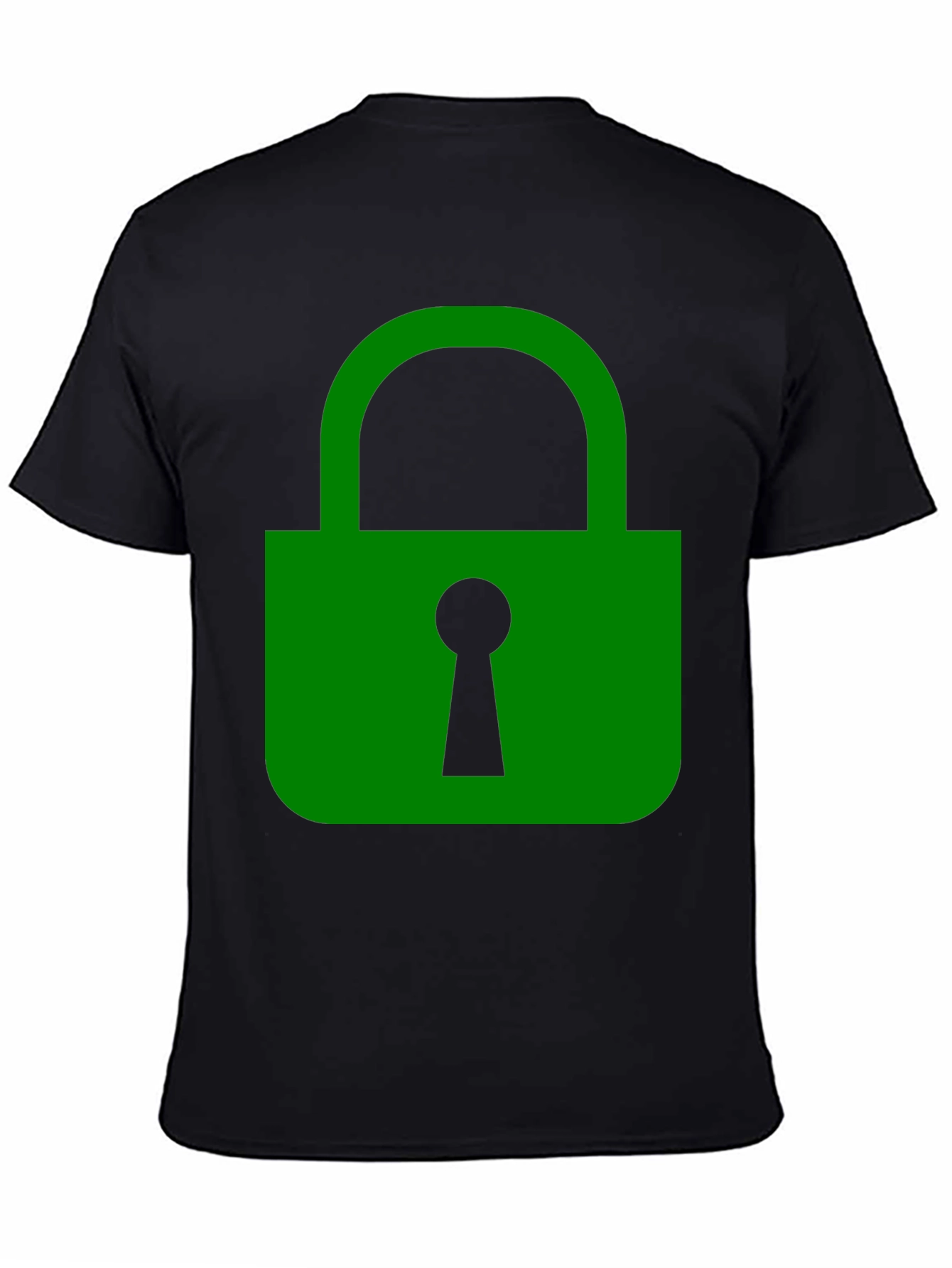 Green Lock Graphic Black T-Shirt