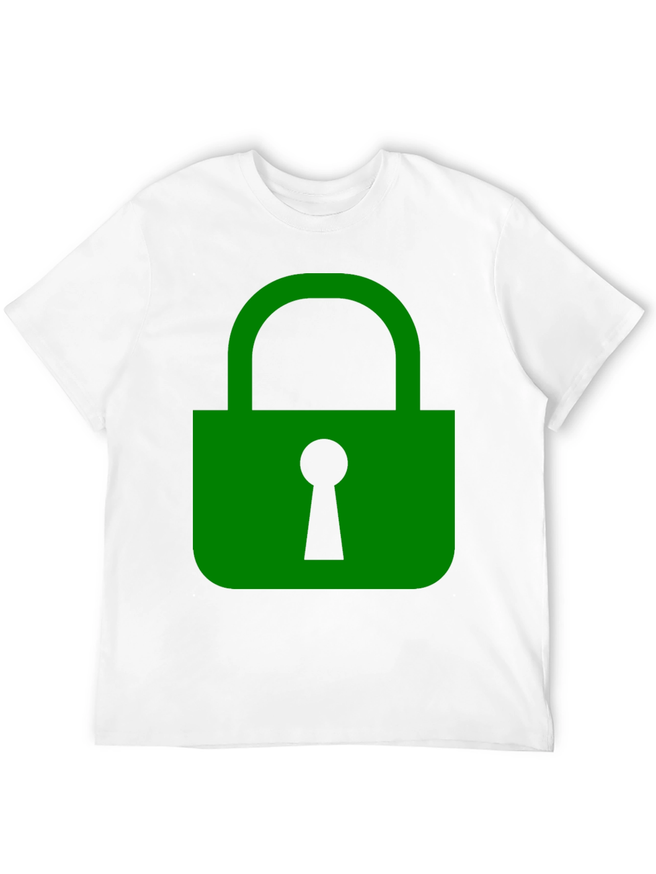 Green Lock Graphic Black T-Shirt