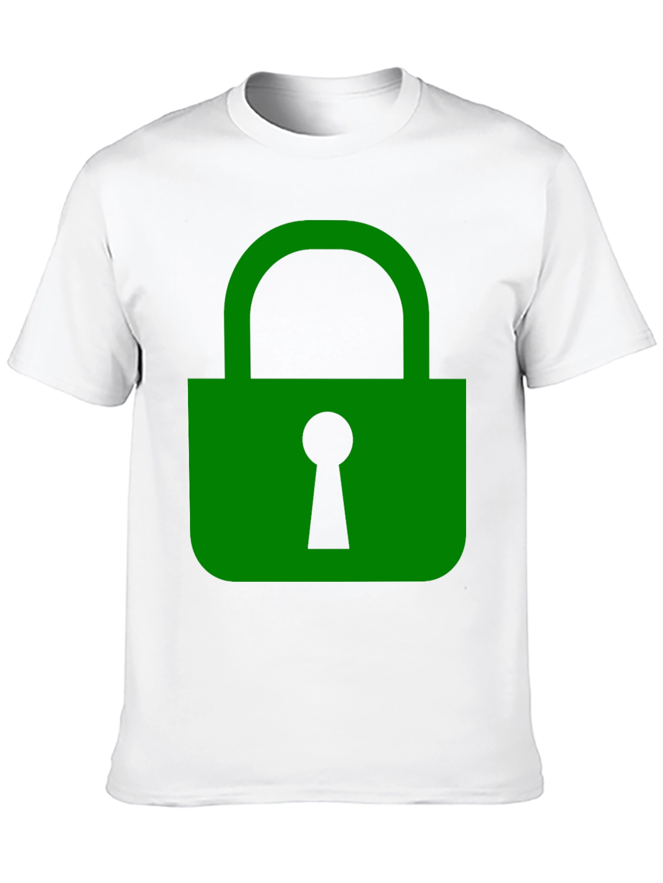 Green Lock Graphic Black T-Shirt