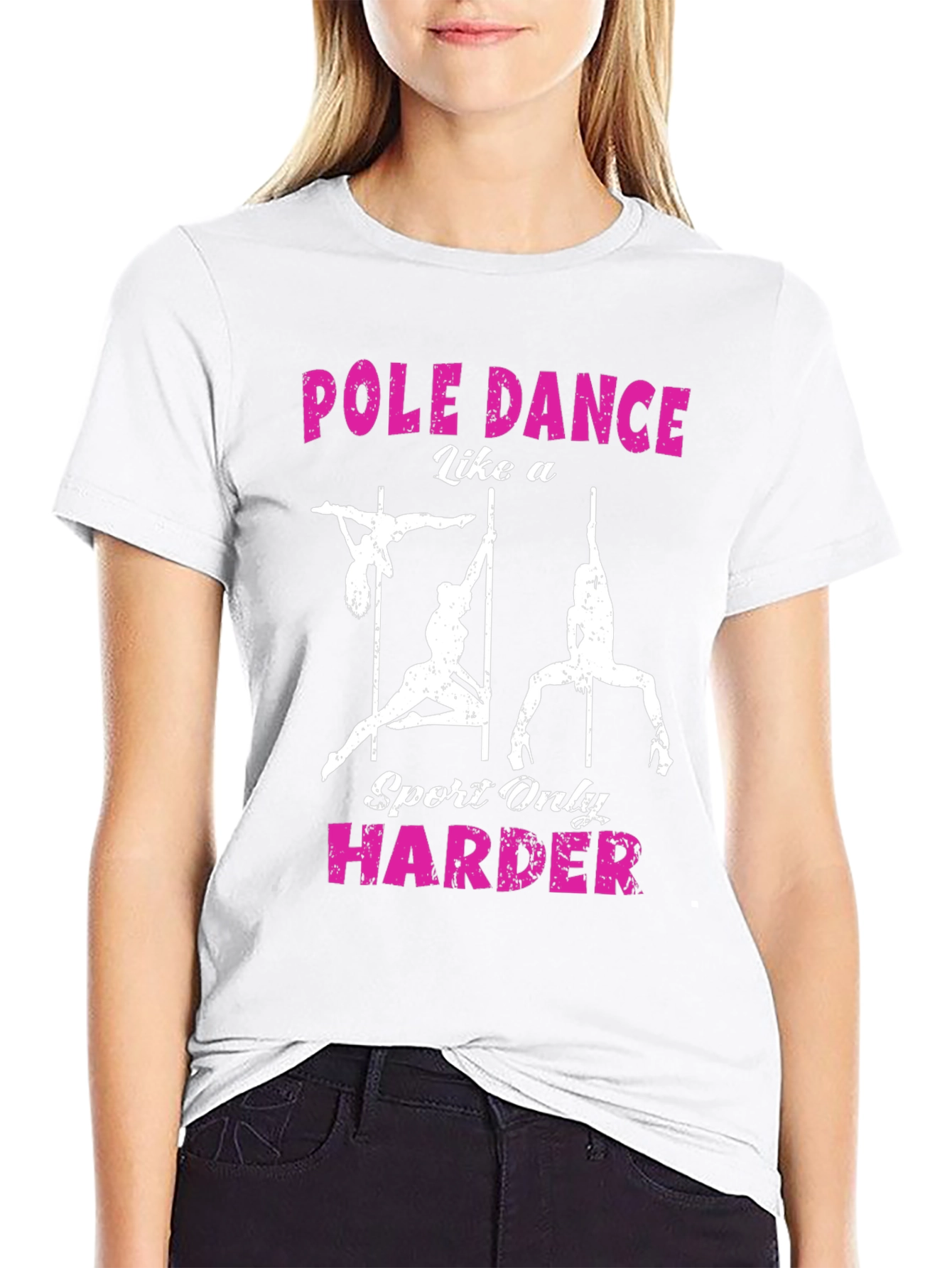 Pole Dance Harder Black Graphic T-Shirt