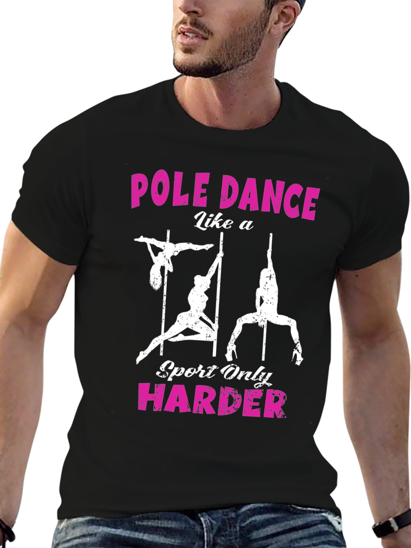 Pole Dance Harder Black Graphic T-Shirt