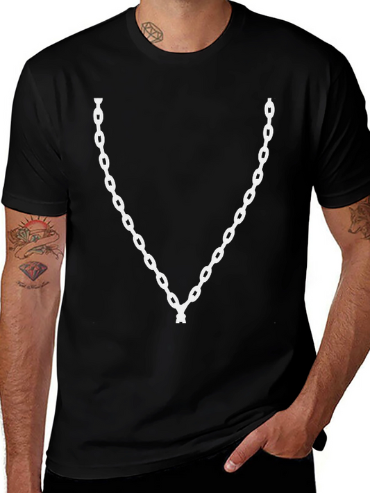Chain Link Graphic Tee - Black Cotton Casual Wear