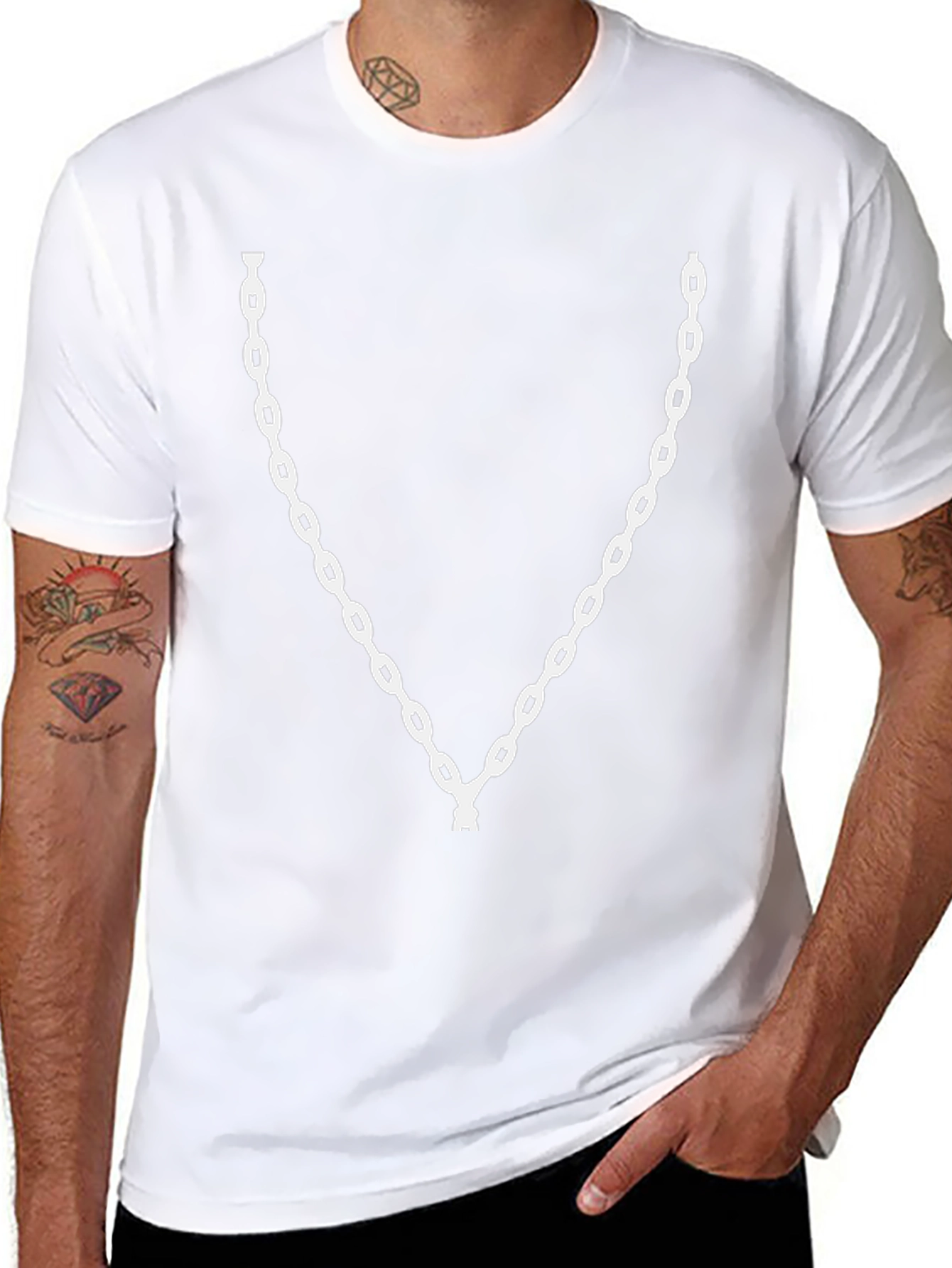 Chain Link Graphic Tee - Black Cotton Casual Wear
