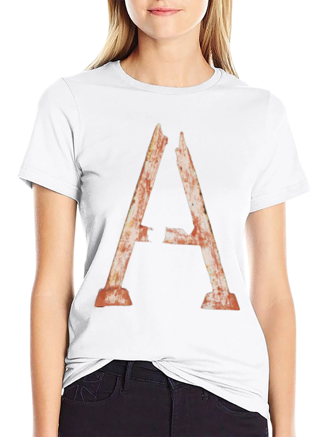 Rustic Letter A Graphic Tee - Distressed Style Shirt