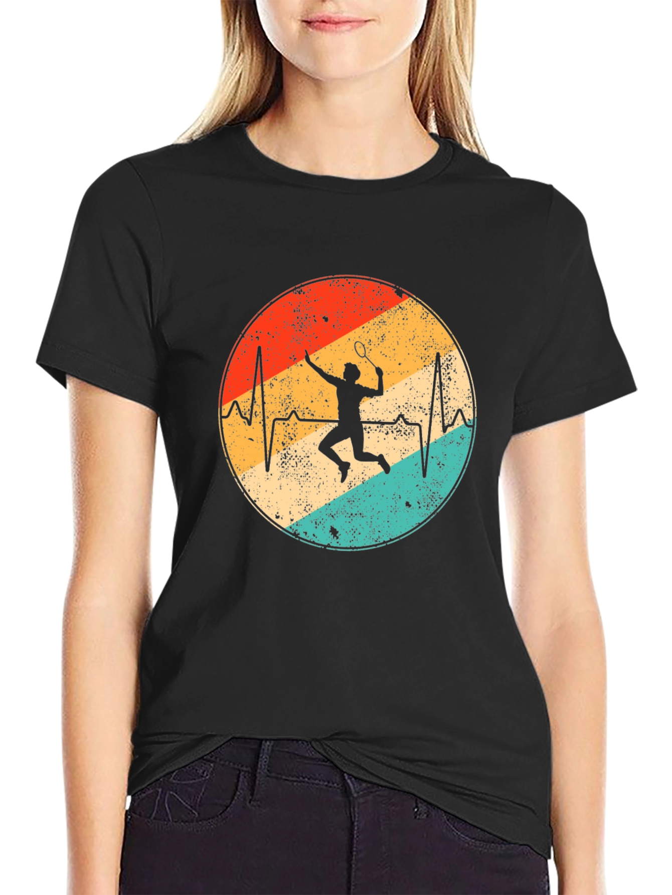 Badminton Heartbeat Graphic Tee