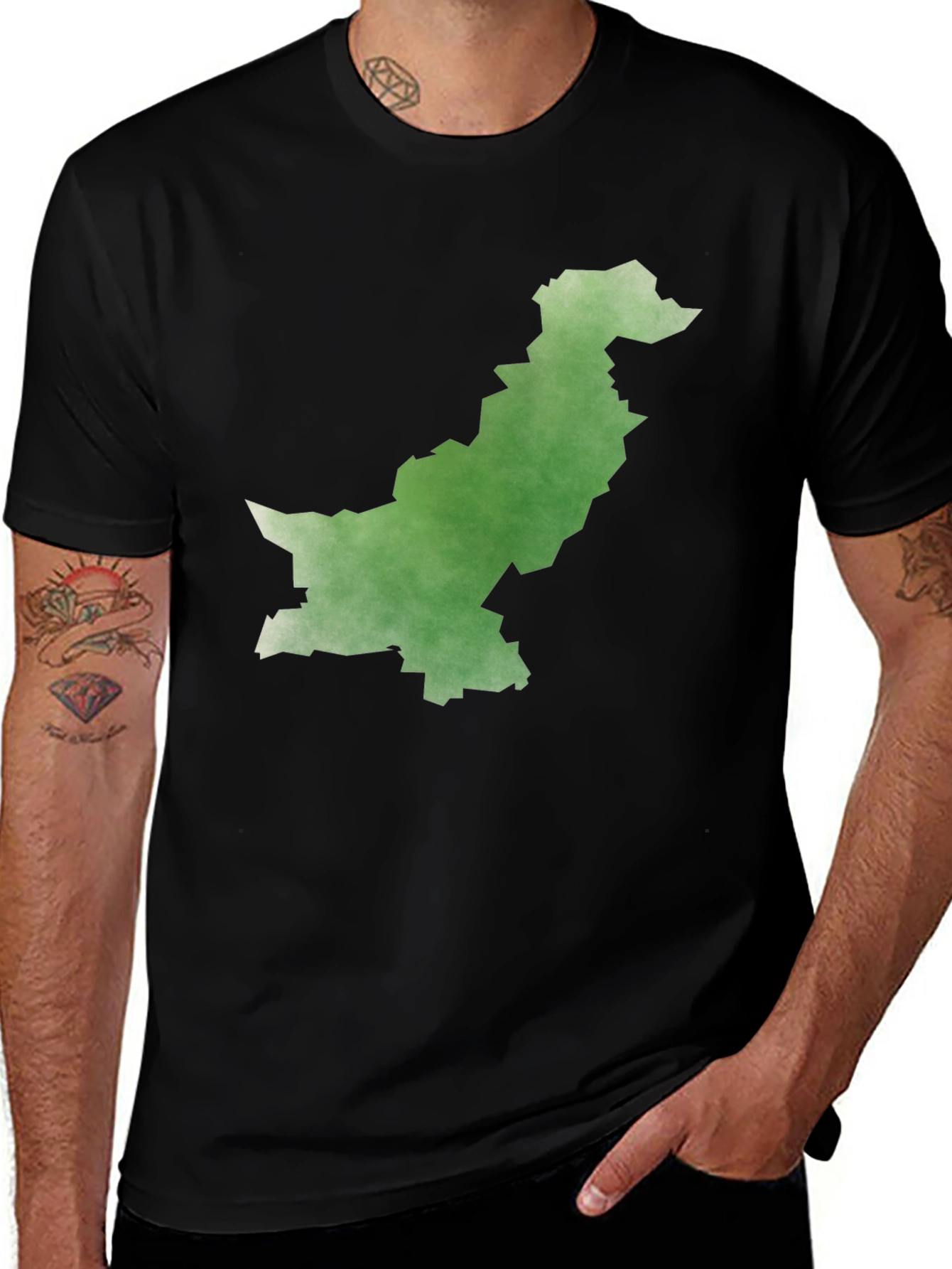 Pakistan Map Graphic Tee - Black Cotton T-Shirt