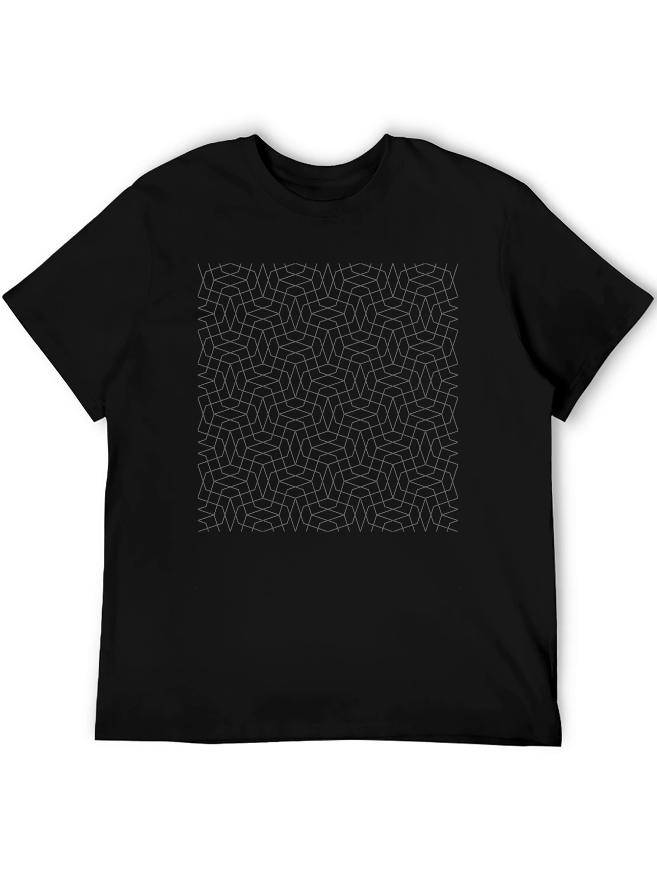 Modern Geometric Pattern Black T-Shirt