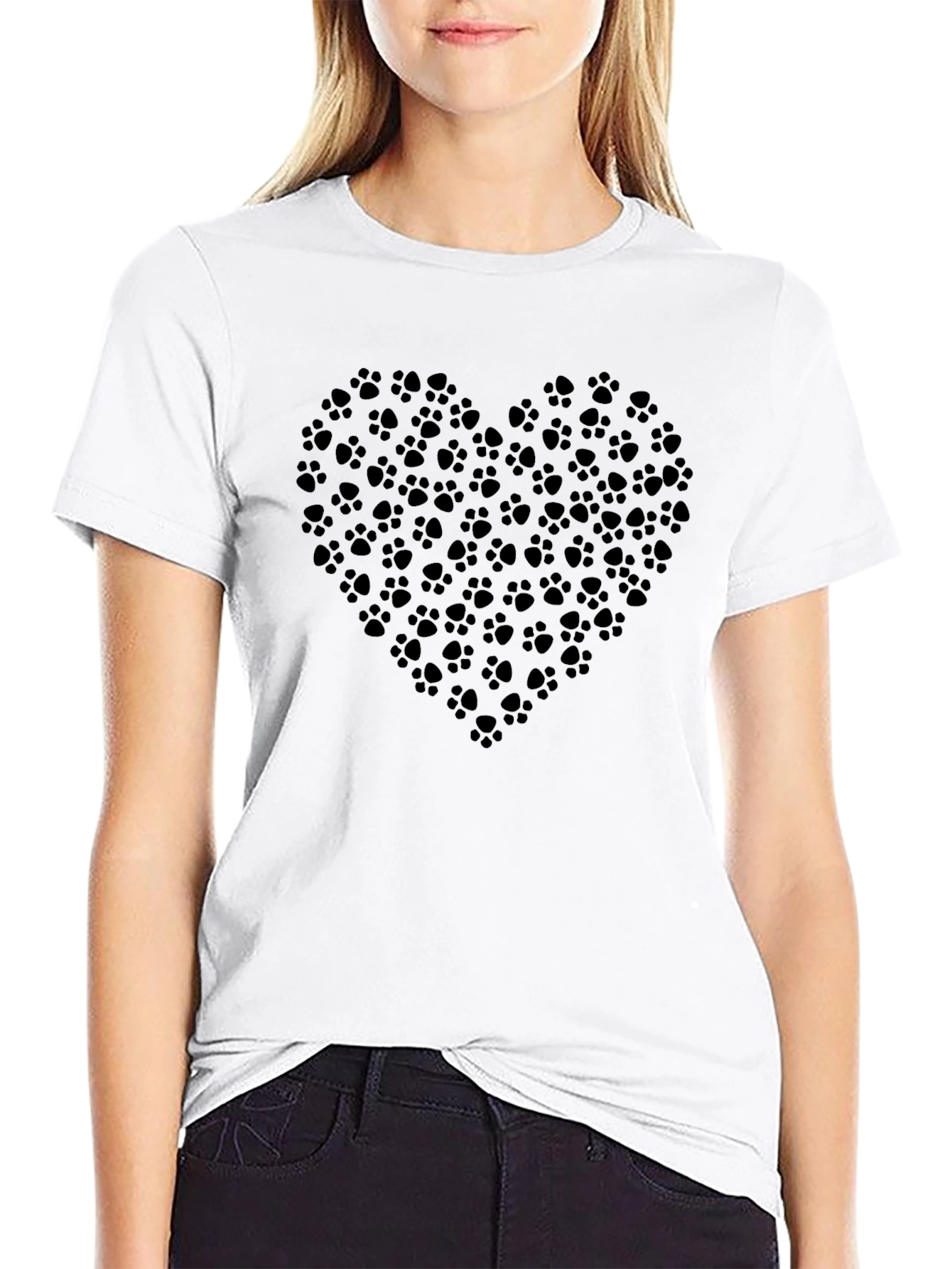 Heart Paw Print Black Tee