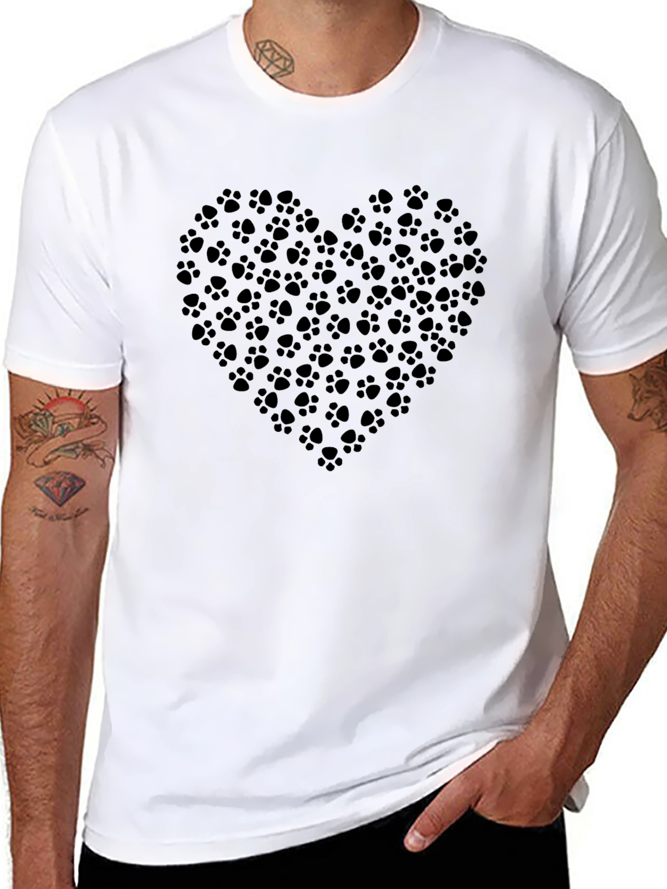 Heart Paw Print Black Tee
