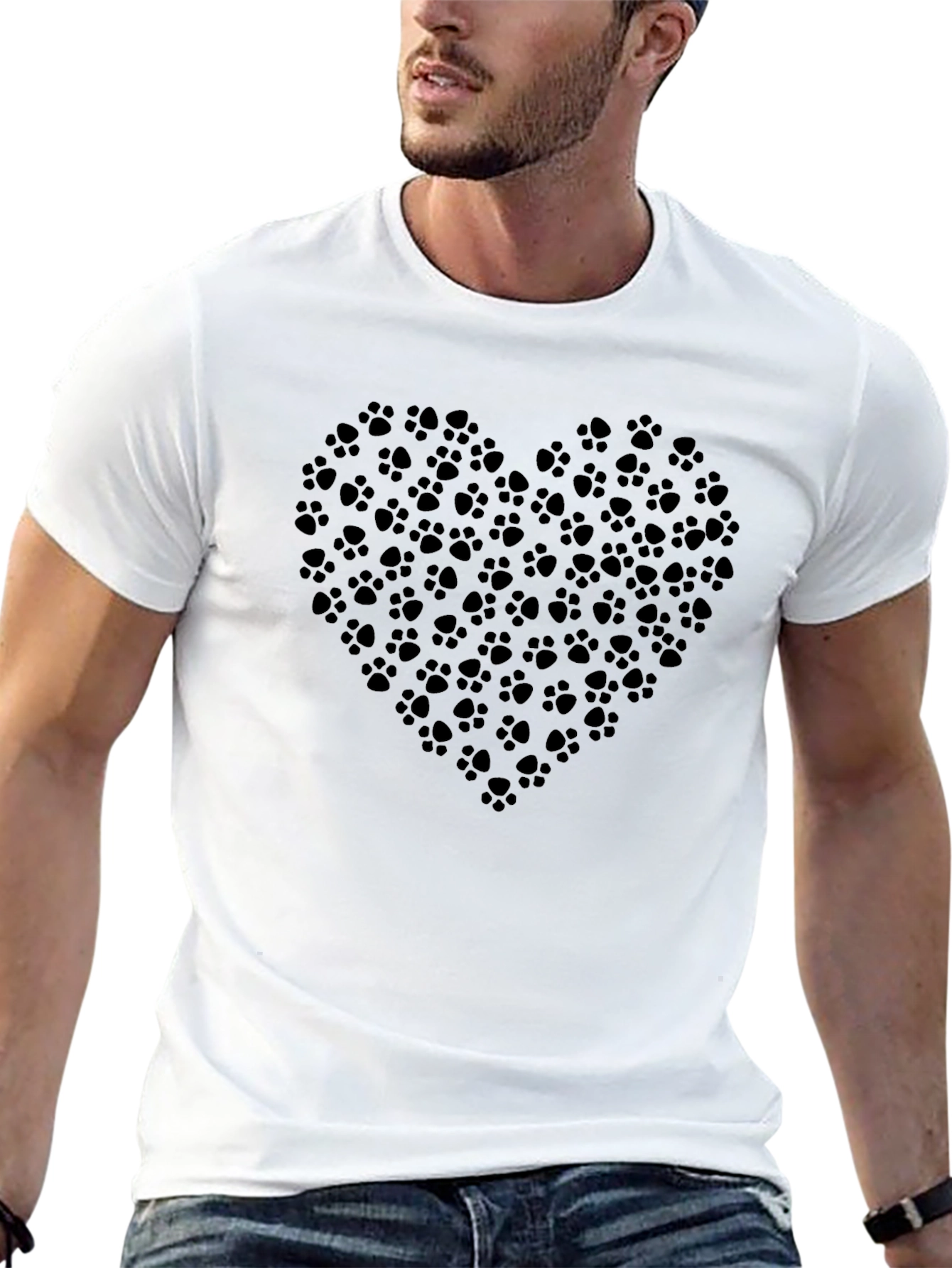 Heart Paw Print Black Tee