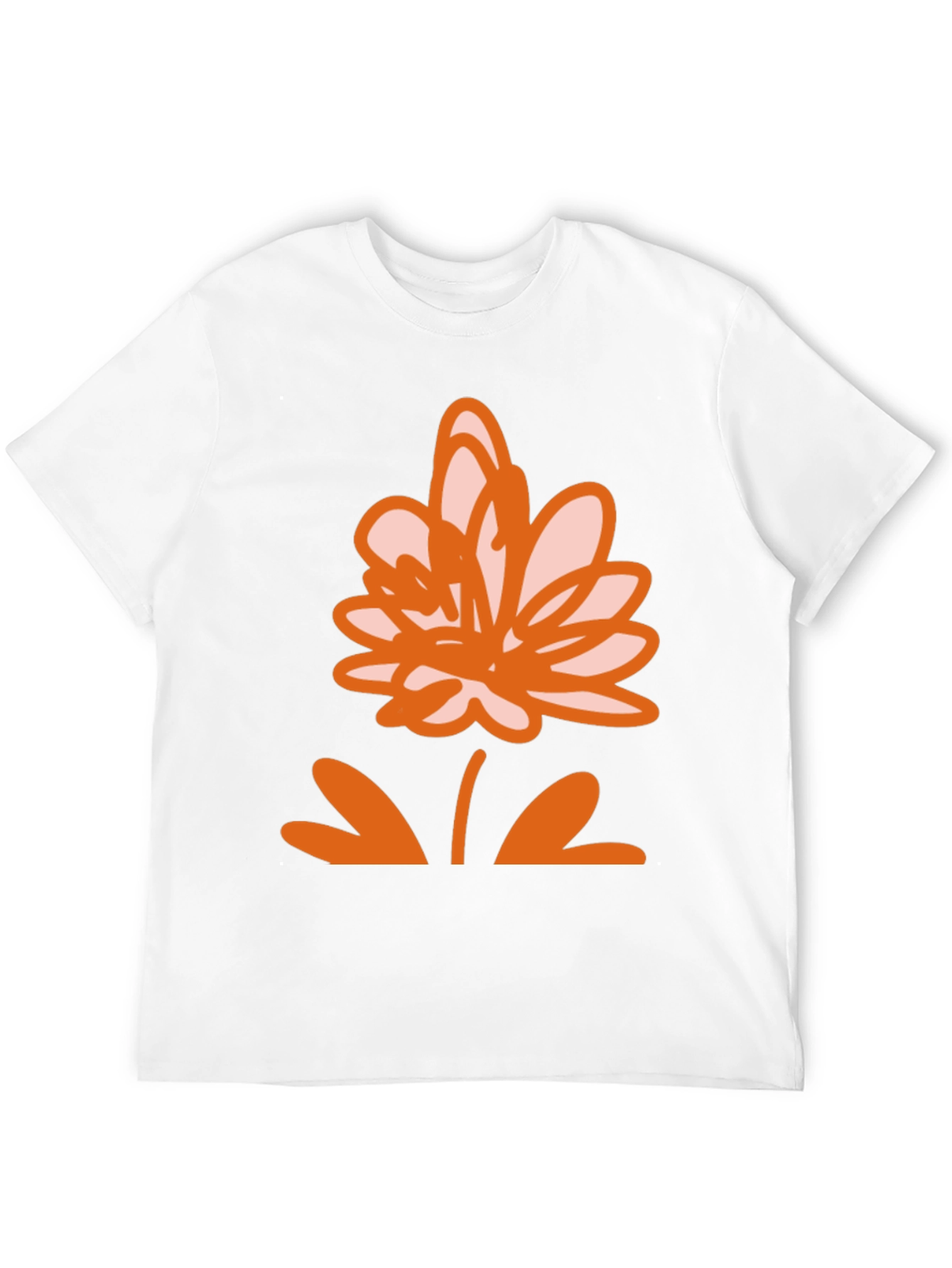 Black T-Shirt with Orange Flower Design