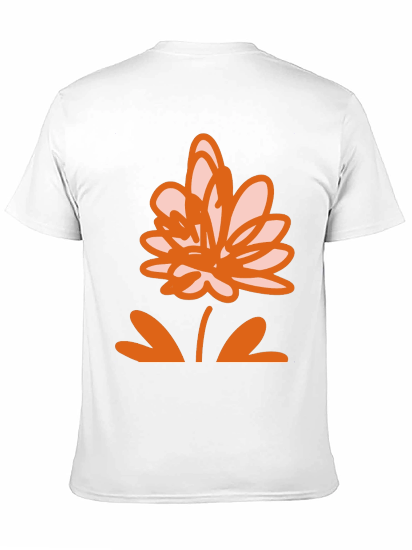 Black T-Shirt with Orange Flower Design