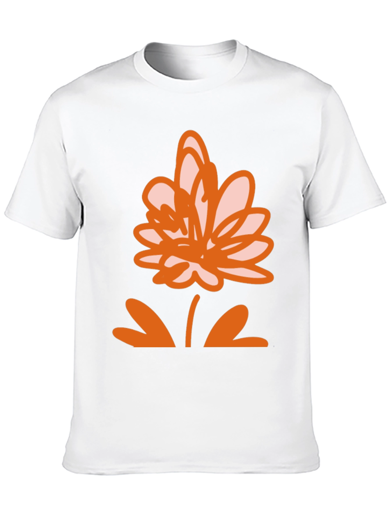 Black T-Shirt with Orange Flower Design