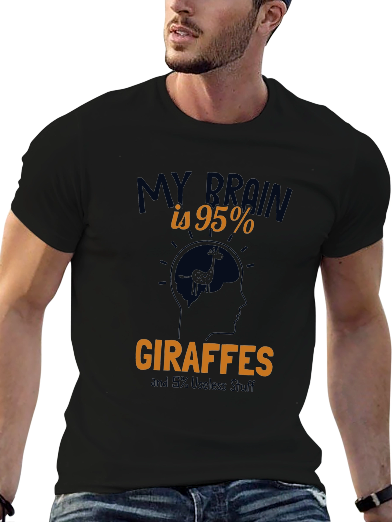 Giraffe Brain Funny Graphic T-Shirt
