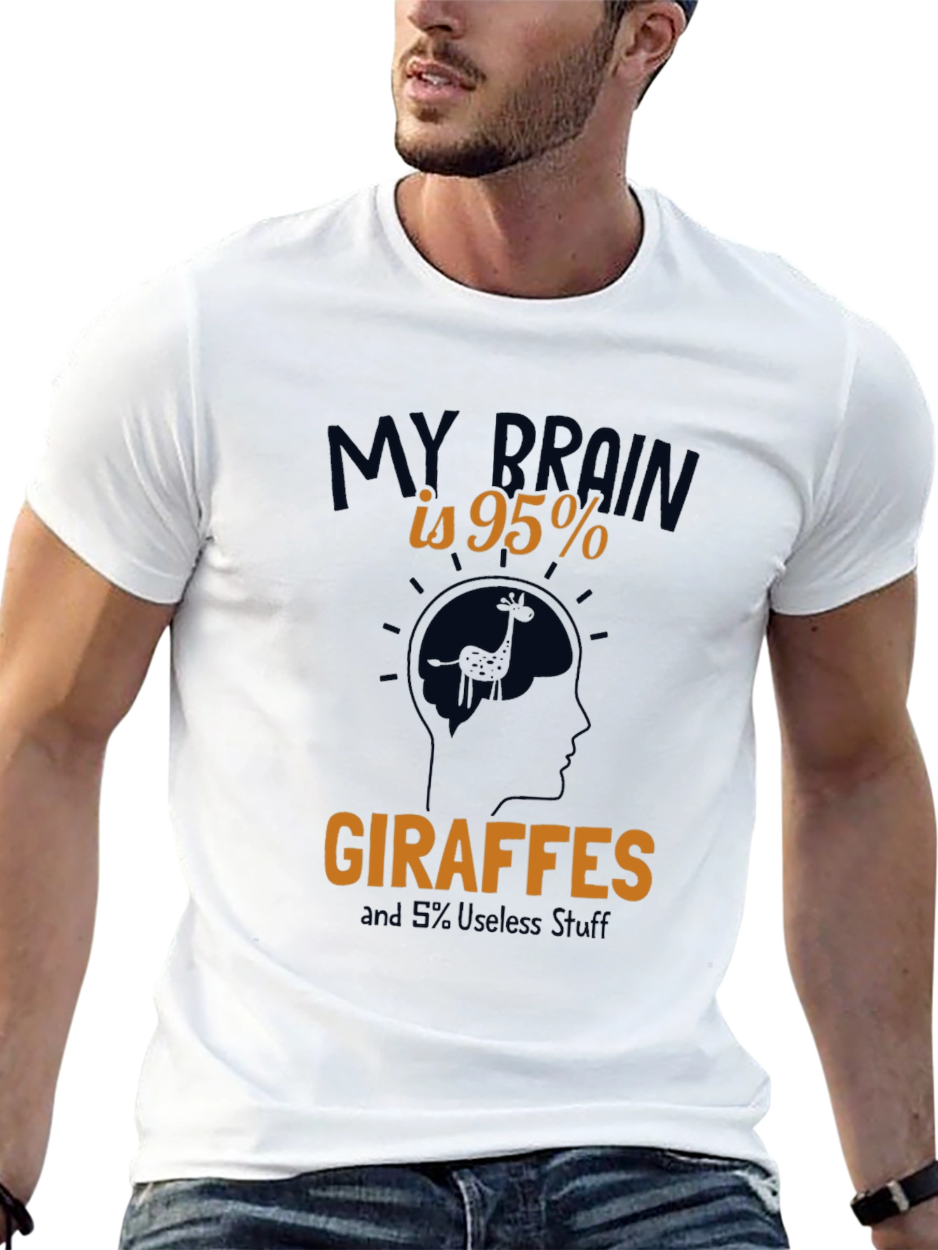 Giraffe Brain Funny Graphic T-Shirt