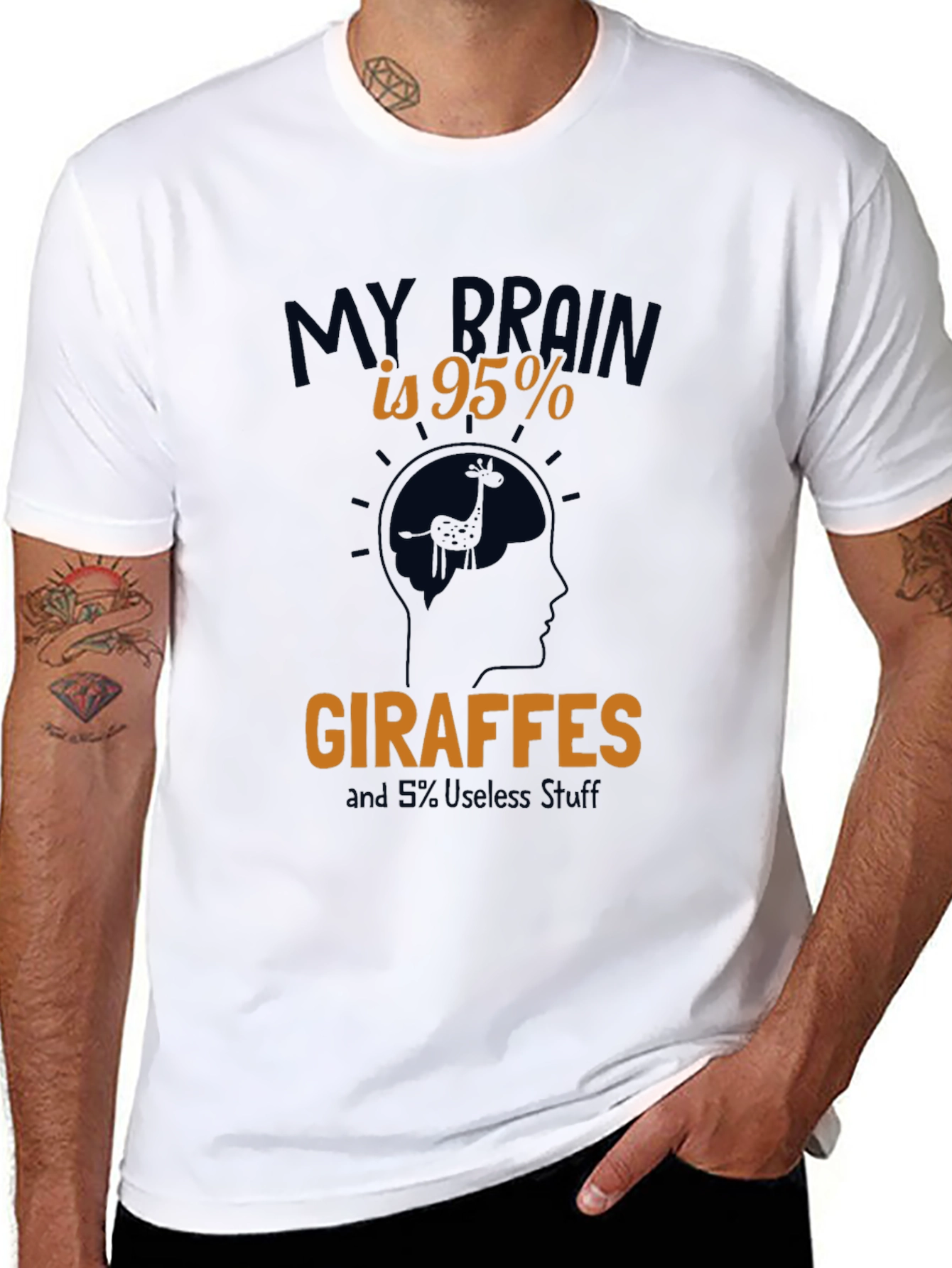 Giraffe Brain Funny Graphic T-Shirt