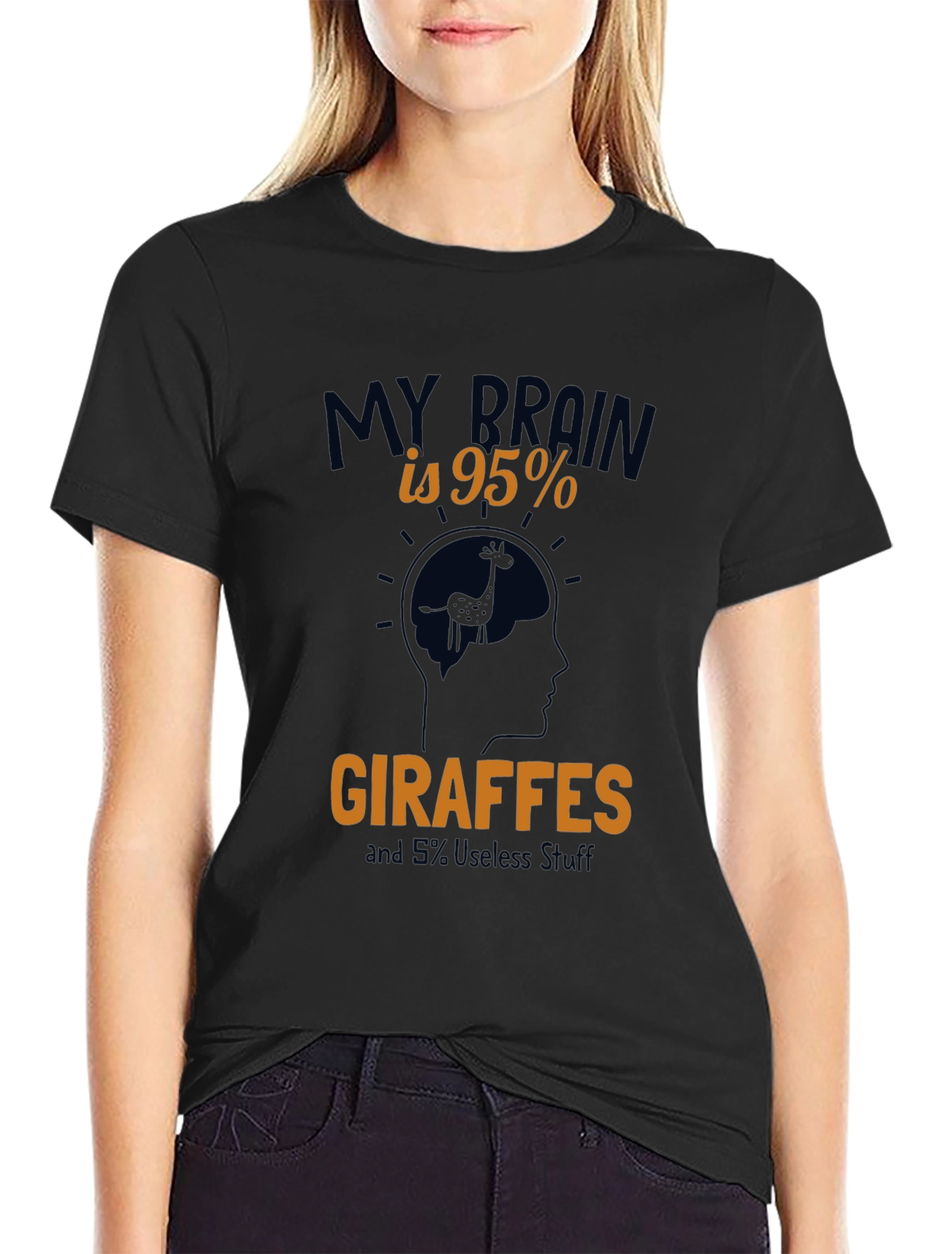 Giraffe Brain Funny Graphic T-Shirt
