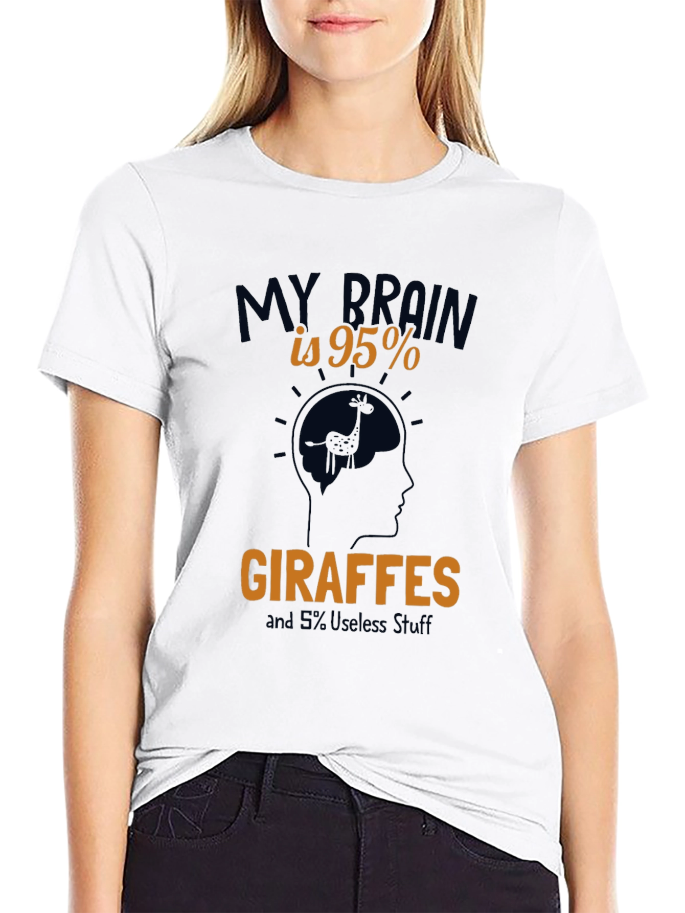 Giraffe Brain Funny Graphic T-Shirt
