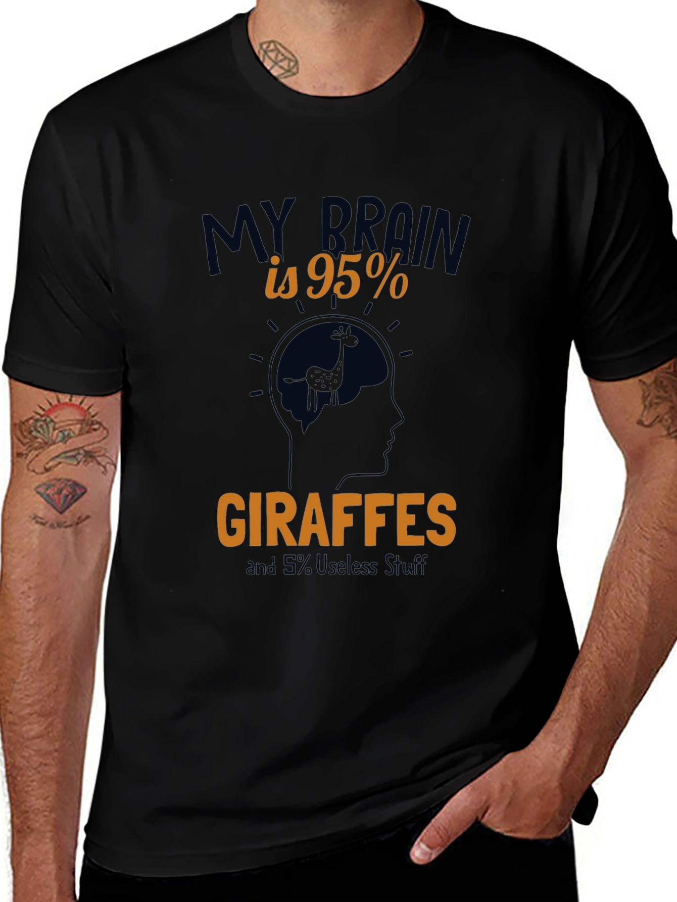 Giraffe Brain Funny Graphic T-Shirt