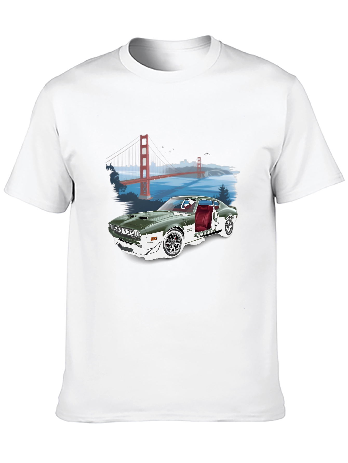 Classic Car & Bridge Graphic Tee - Black