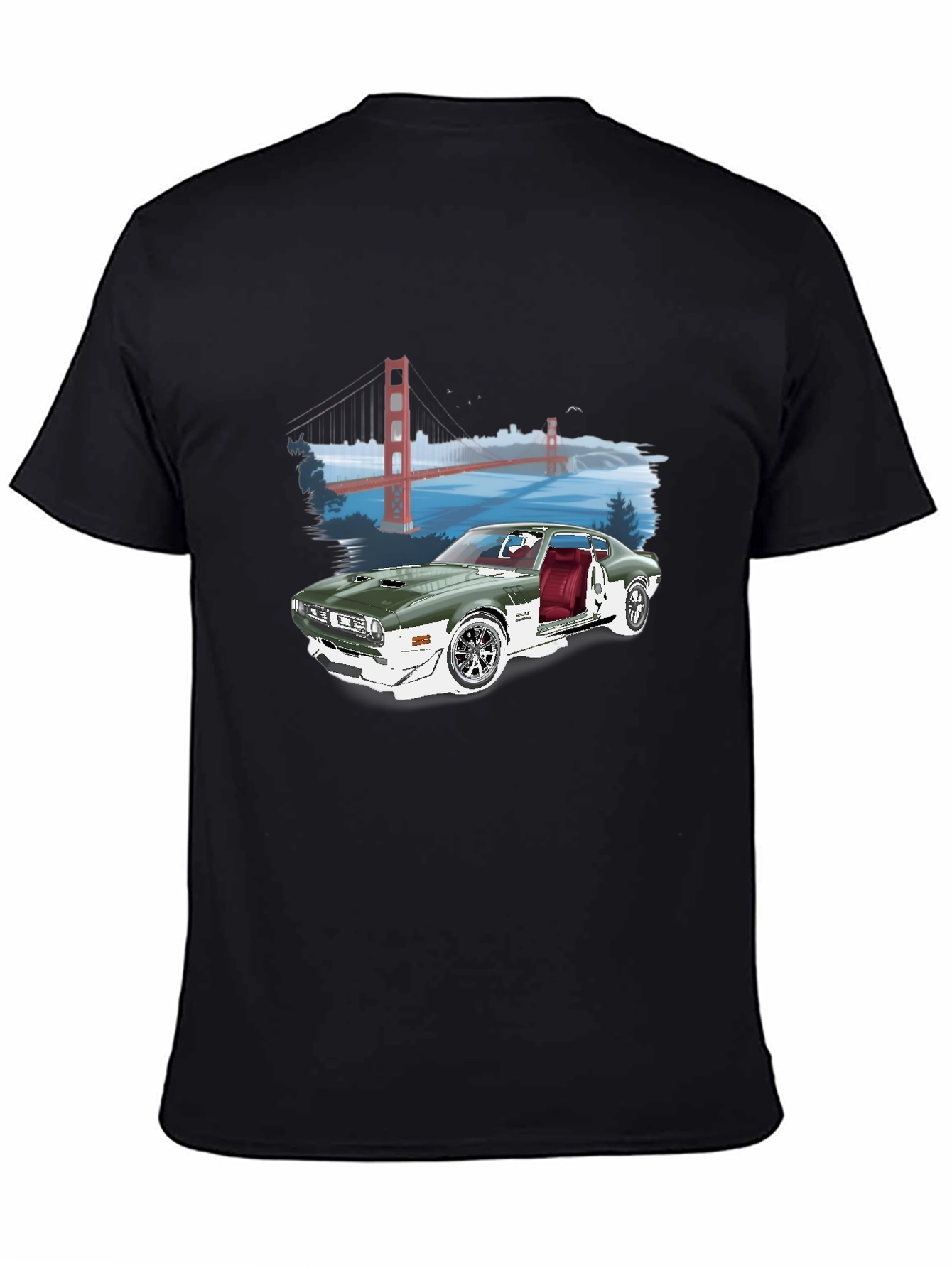 Classic Car & Bridge Graphic Tee - Black