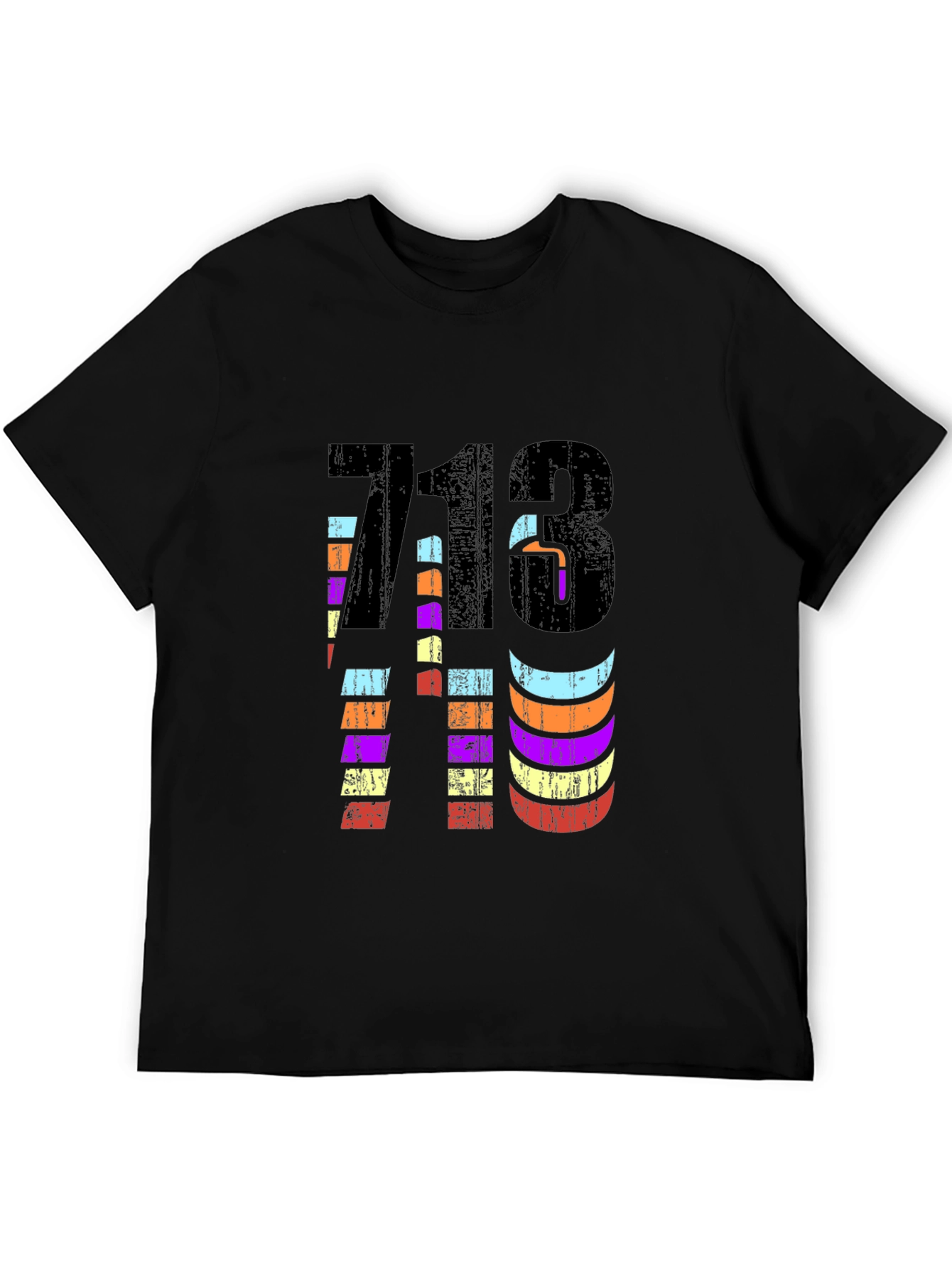 Retro 713 Houston Area Code Black Graphic Tee