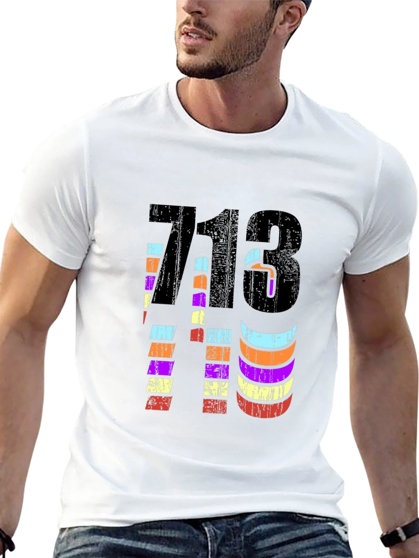Retro 713 Houston Area Code Black Graphic Tee
