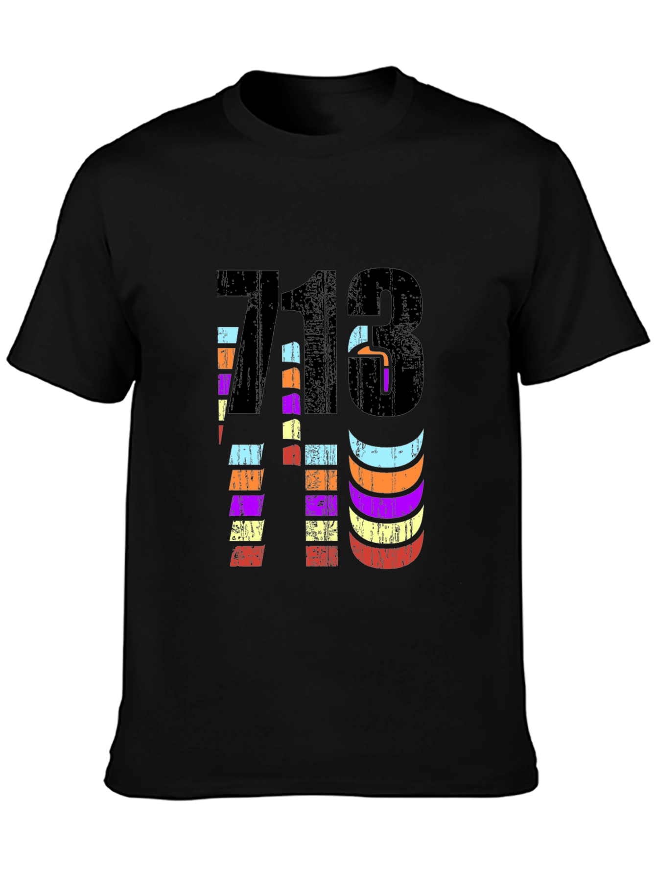 Retro 713 Houston Area Code Black Graphic Tee
