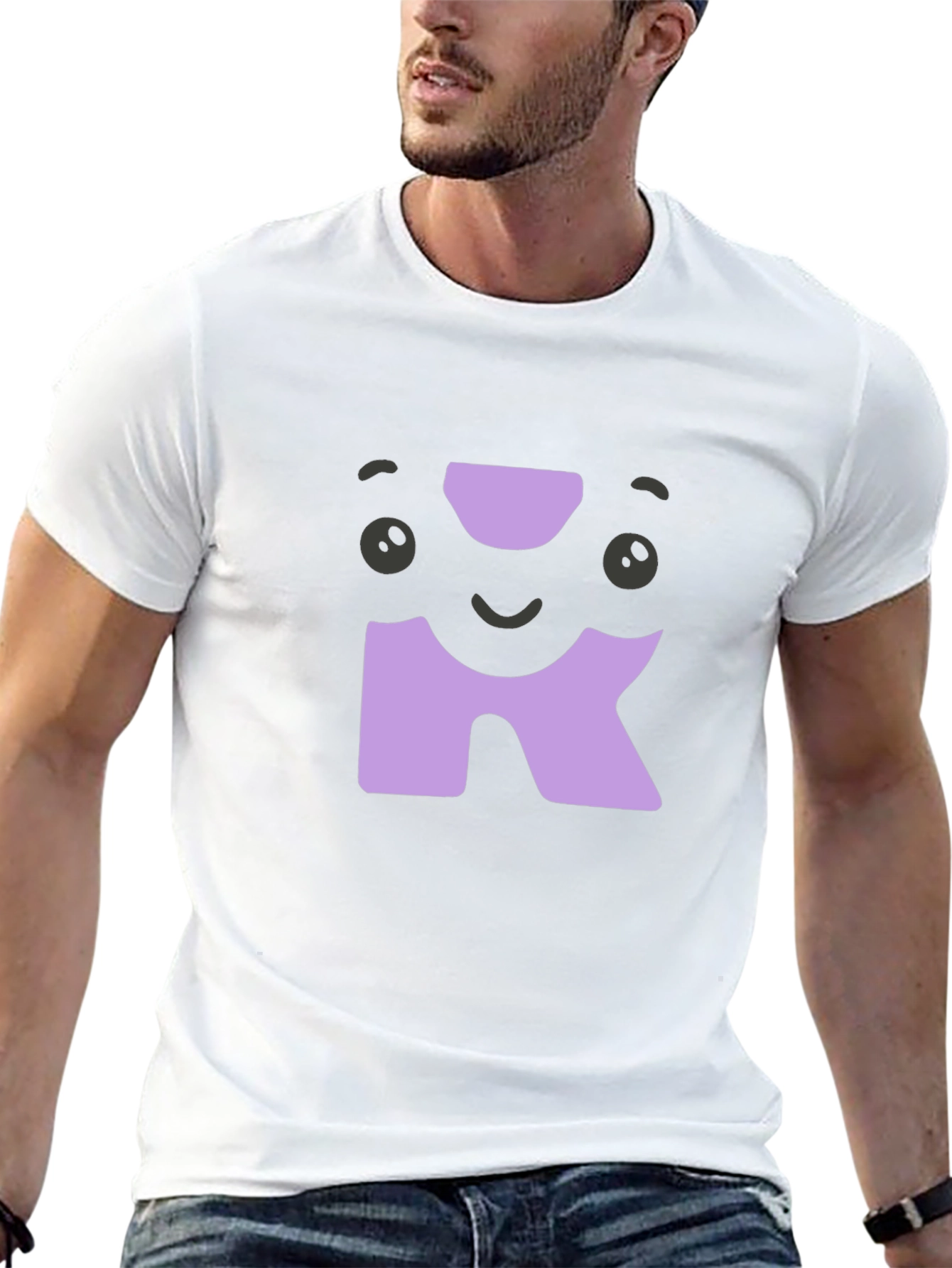 Cute Character Initial R Black T-Shirt
