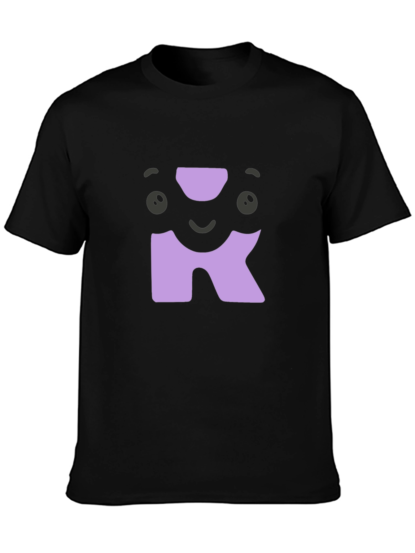 Cute Character Initial R Black T-Shirt
