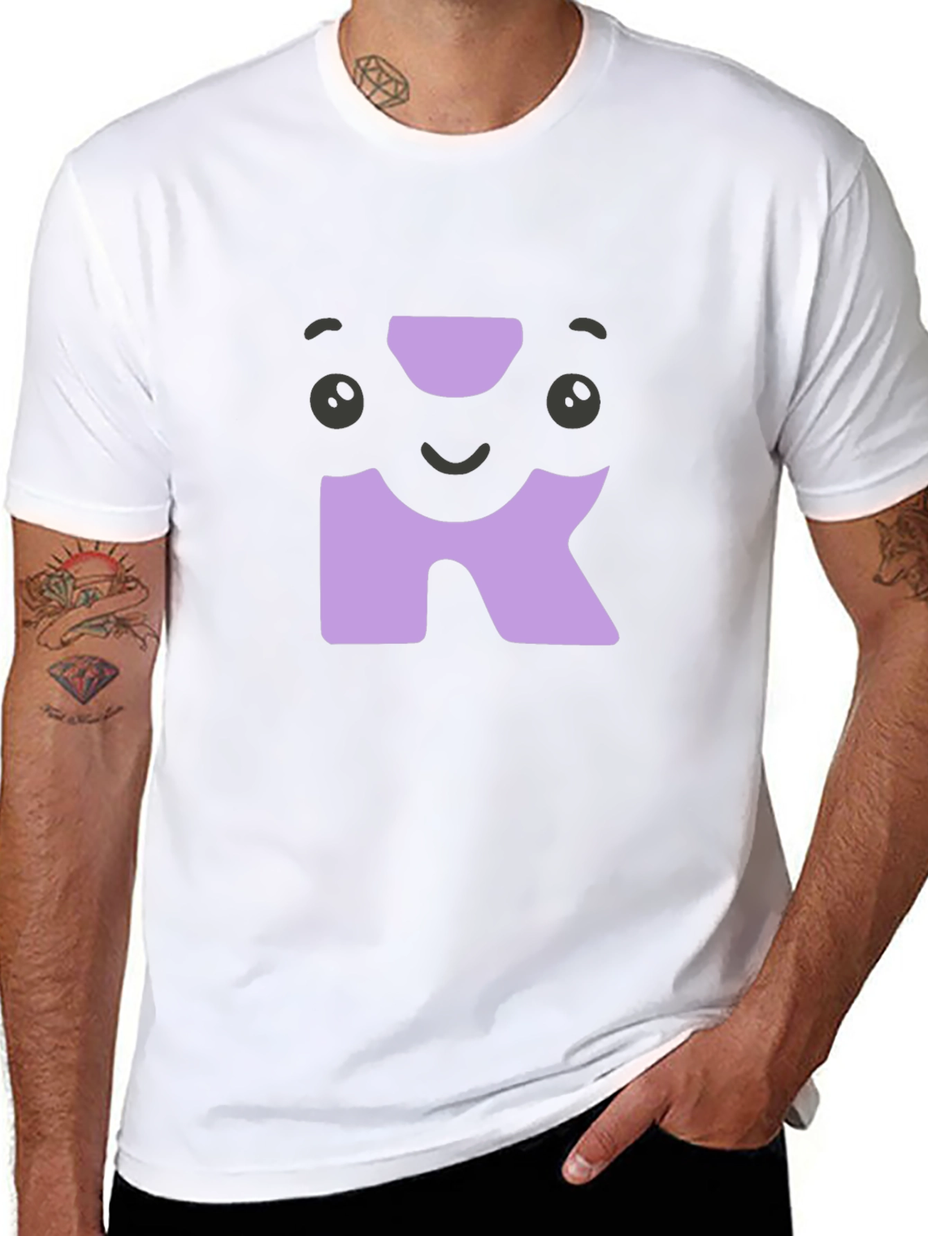 Cute Character Initial R Black T-Shirt