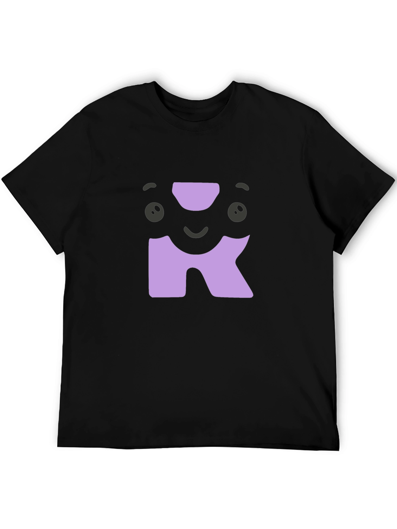 Cute Character Initial R Black T-Shirt