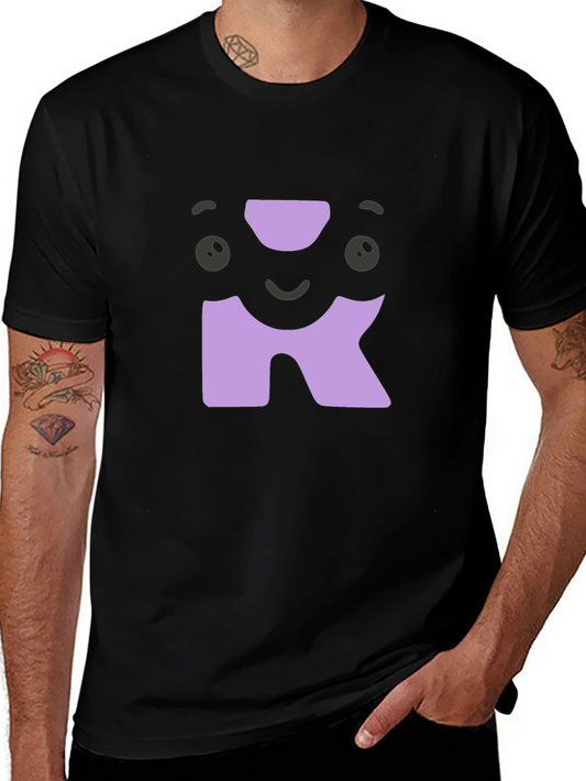 Cute Character Initial R Black T-Shirt