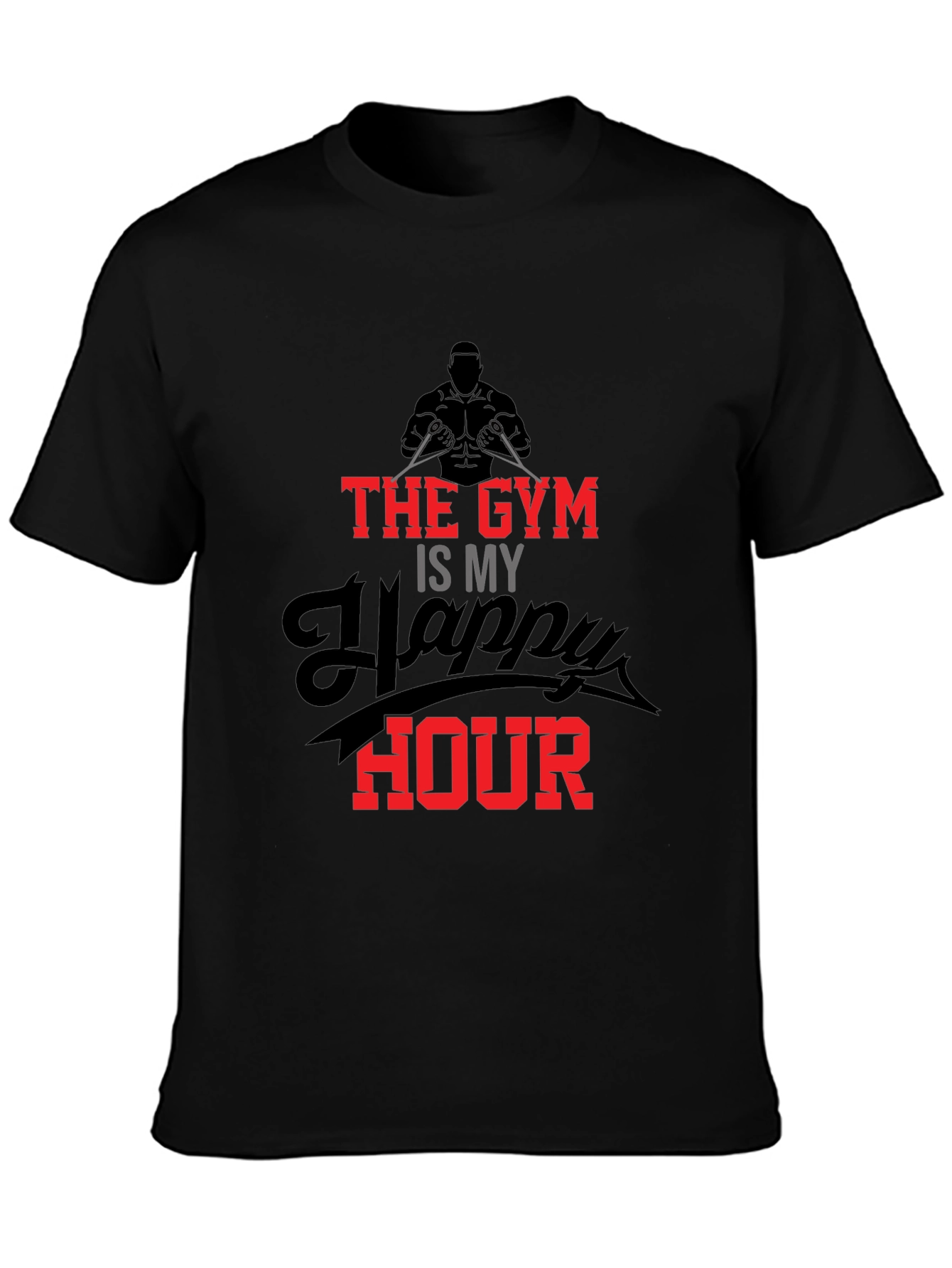 Gym Happy Hour Black Graphic Tee