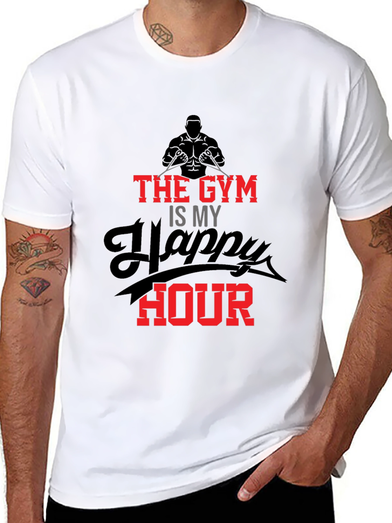 Gym Happy Hour Black Graphic Tee