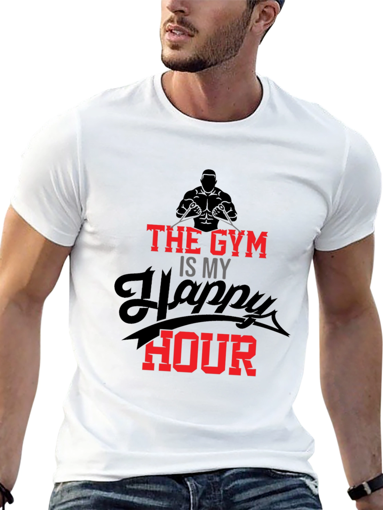 Gym Happy Hour Black Graphic Tee