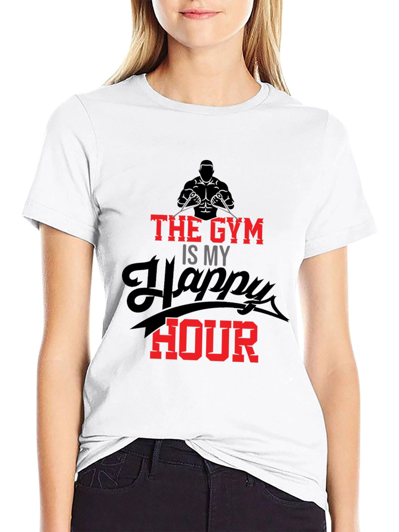 Gym Happy Hour Black Graphic Tee
