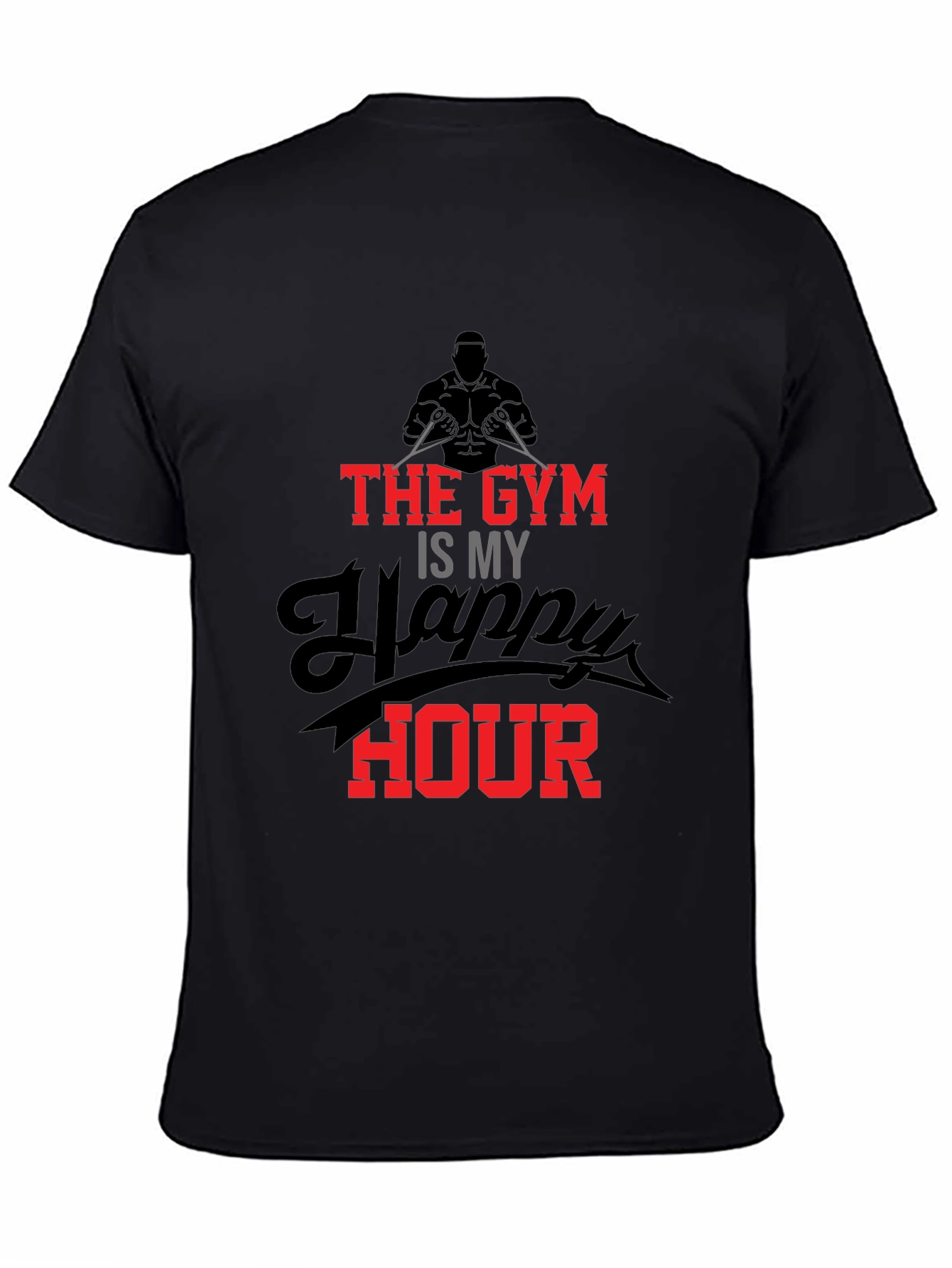 Gym Happy Hour Black Graphic Tee