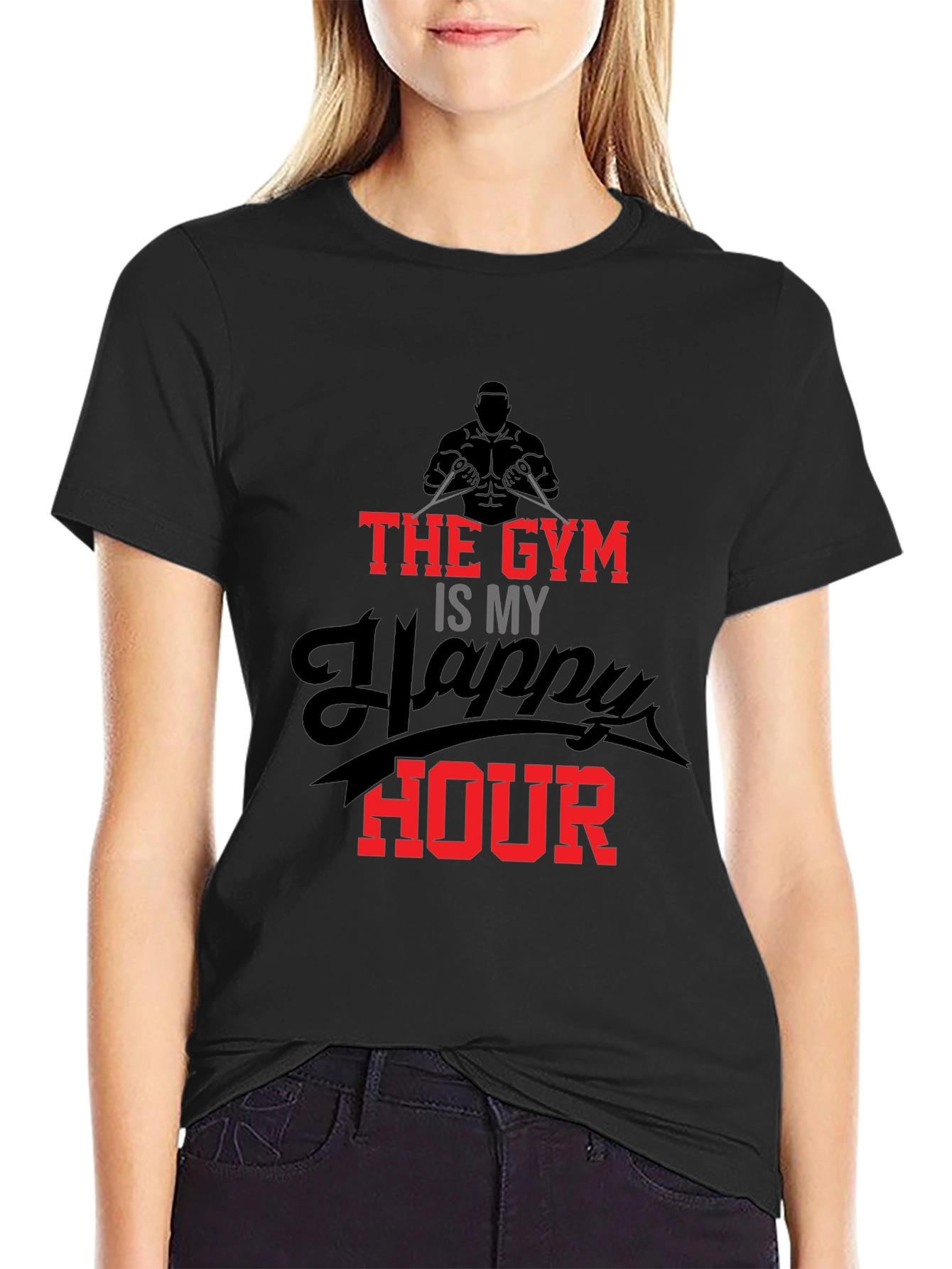 Gym Happy Hour Black Graphic Tee