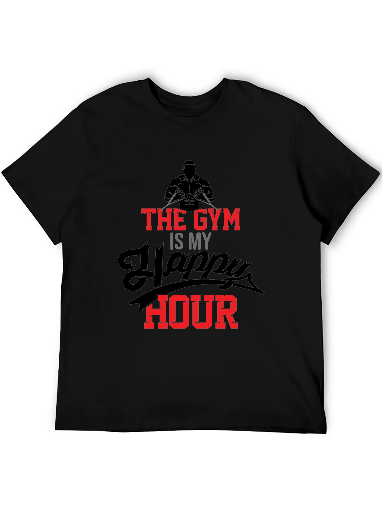 Gym Happy Hour Black Graphic Tee