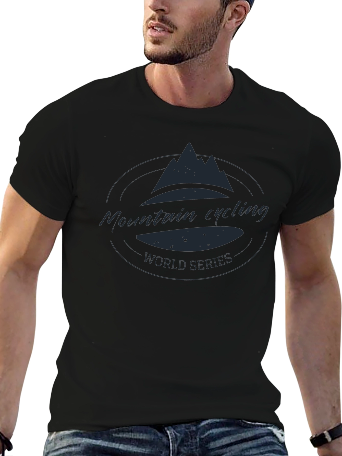 Mountain Cycling Series Black Graphic T-Shirt