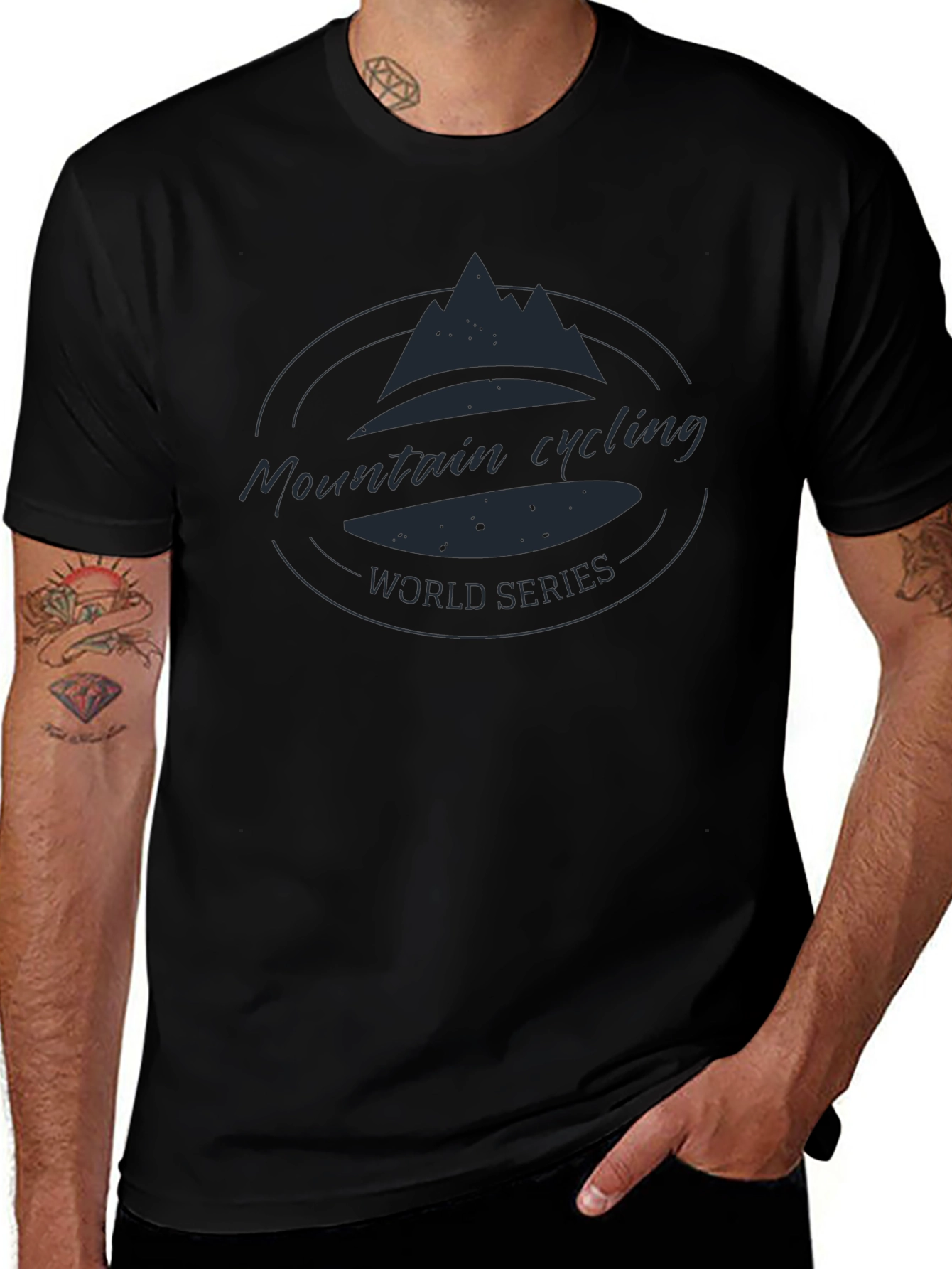 Mountain Cycling Series Black Graphic T-Shirt