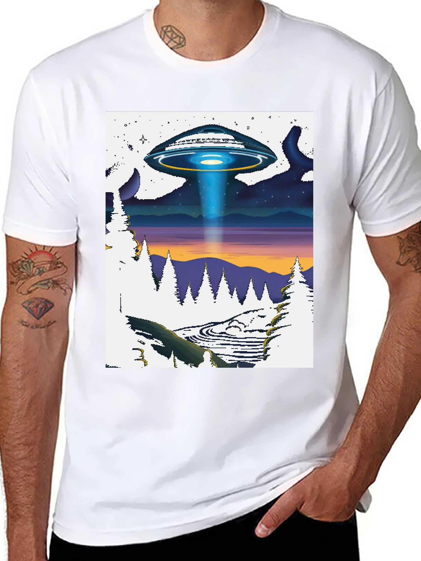 UFO Landscape T-Shirt - Sci-Fi Adventure Tee