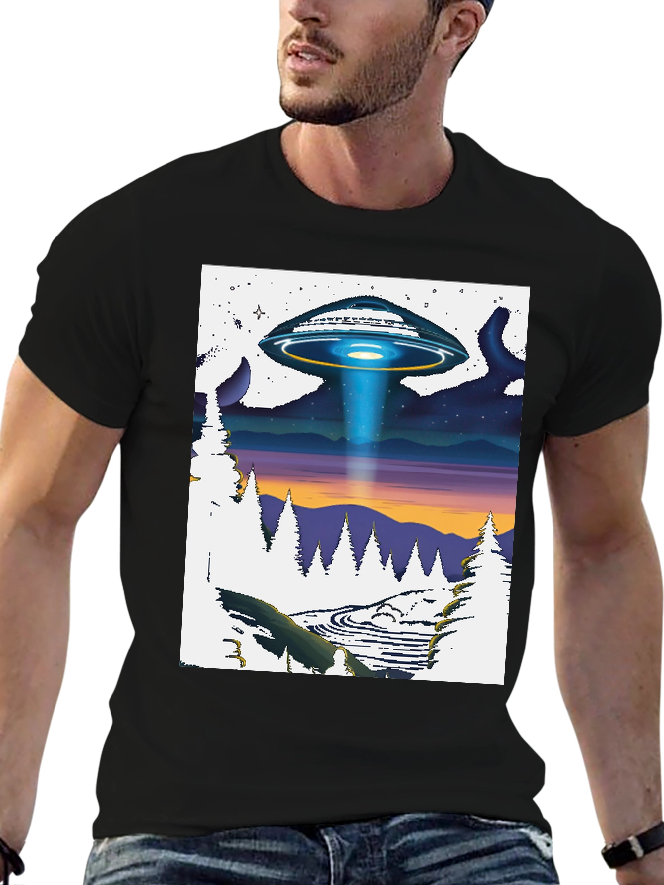 UFO Landscape T-Shirt - Sci-Fi Adventure Tee